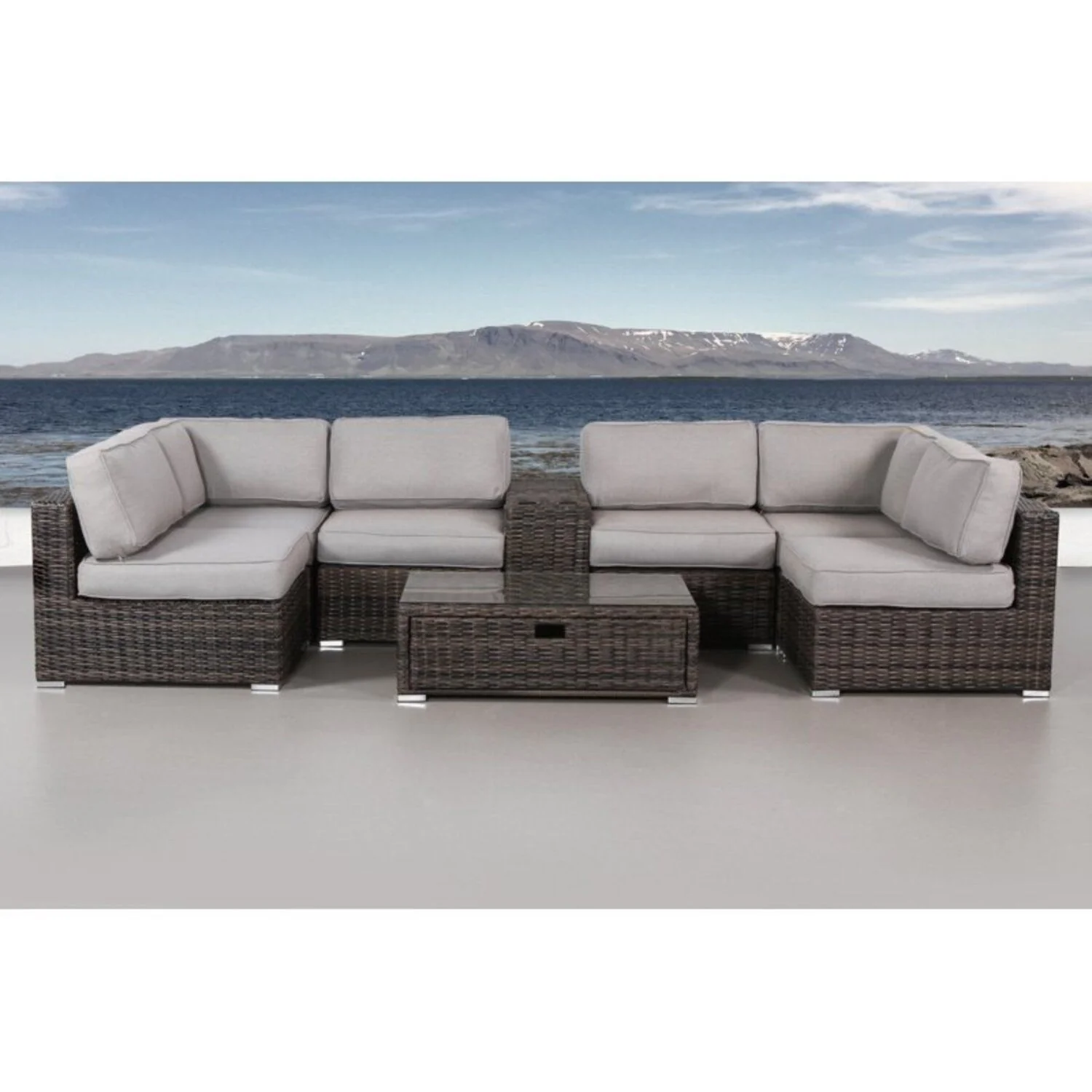 Elegant 4 Person Wicker Patio Seating Set With Cushions And Glass Top Table - Image 10