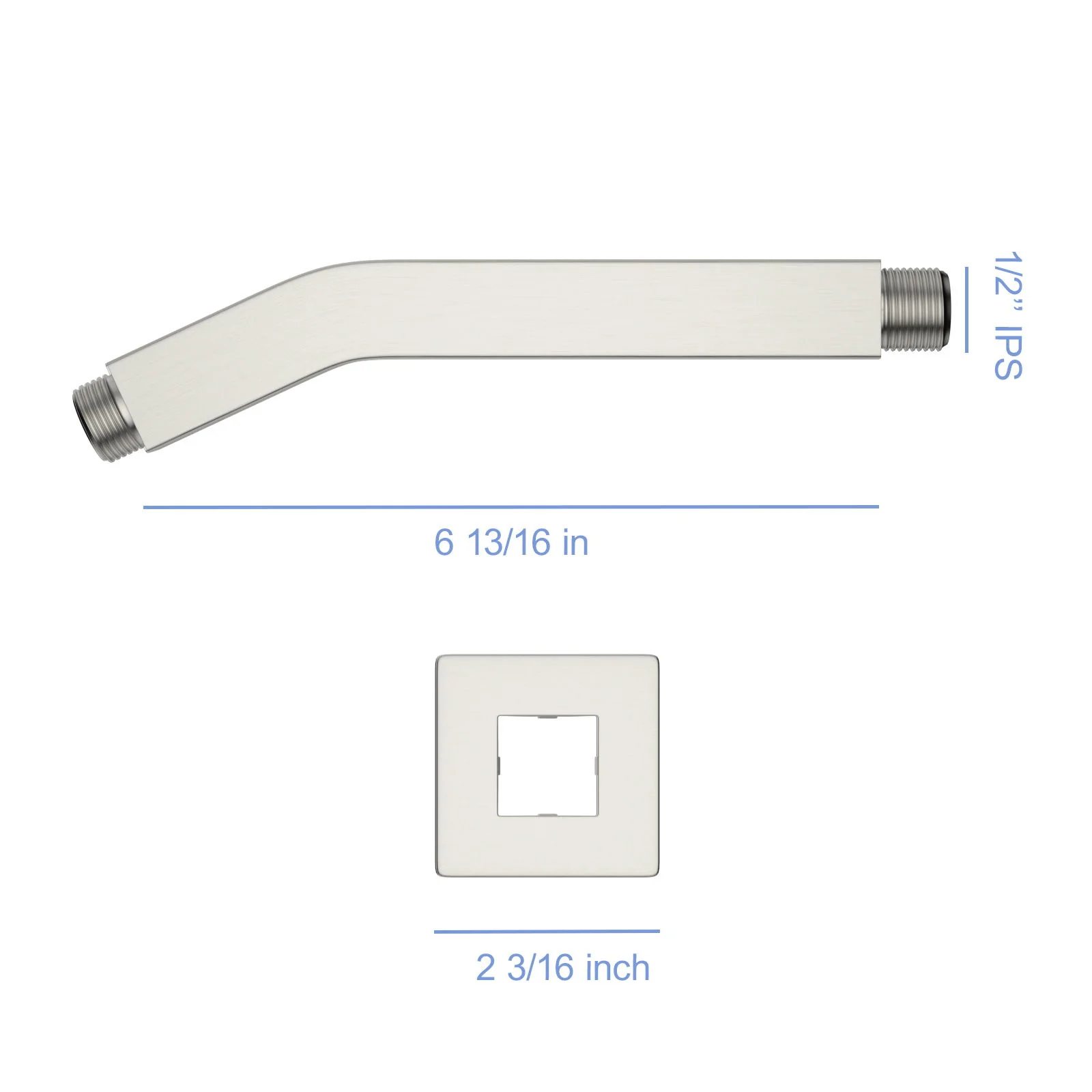 Elegant 6" Shower Arm With Flange, Stainless Steel Construction For Rain Shower Heads - Image 6