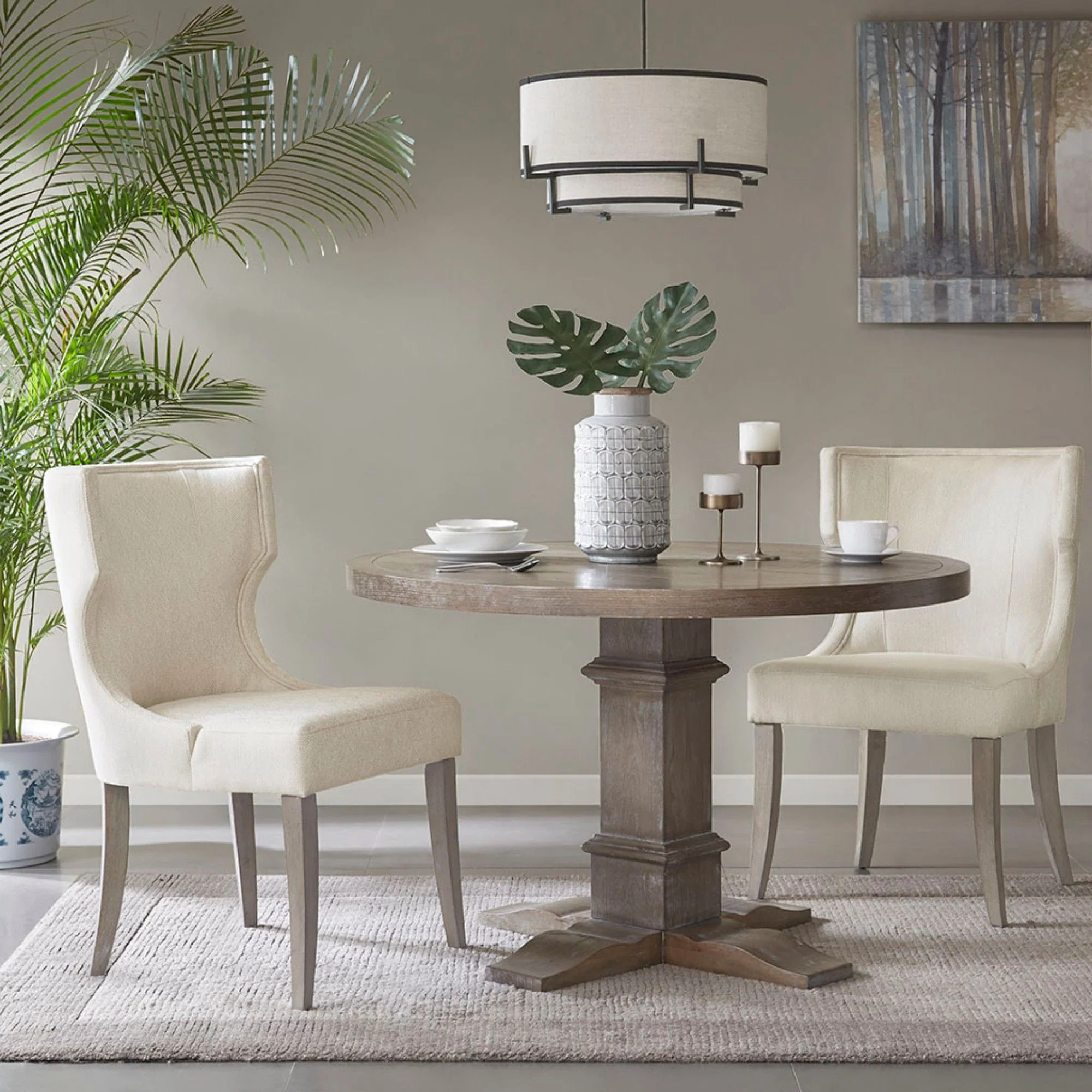Elegant Design Dining Chair Polyester - Cream - Image 2