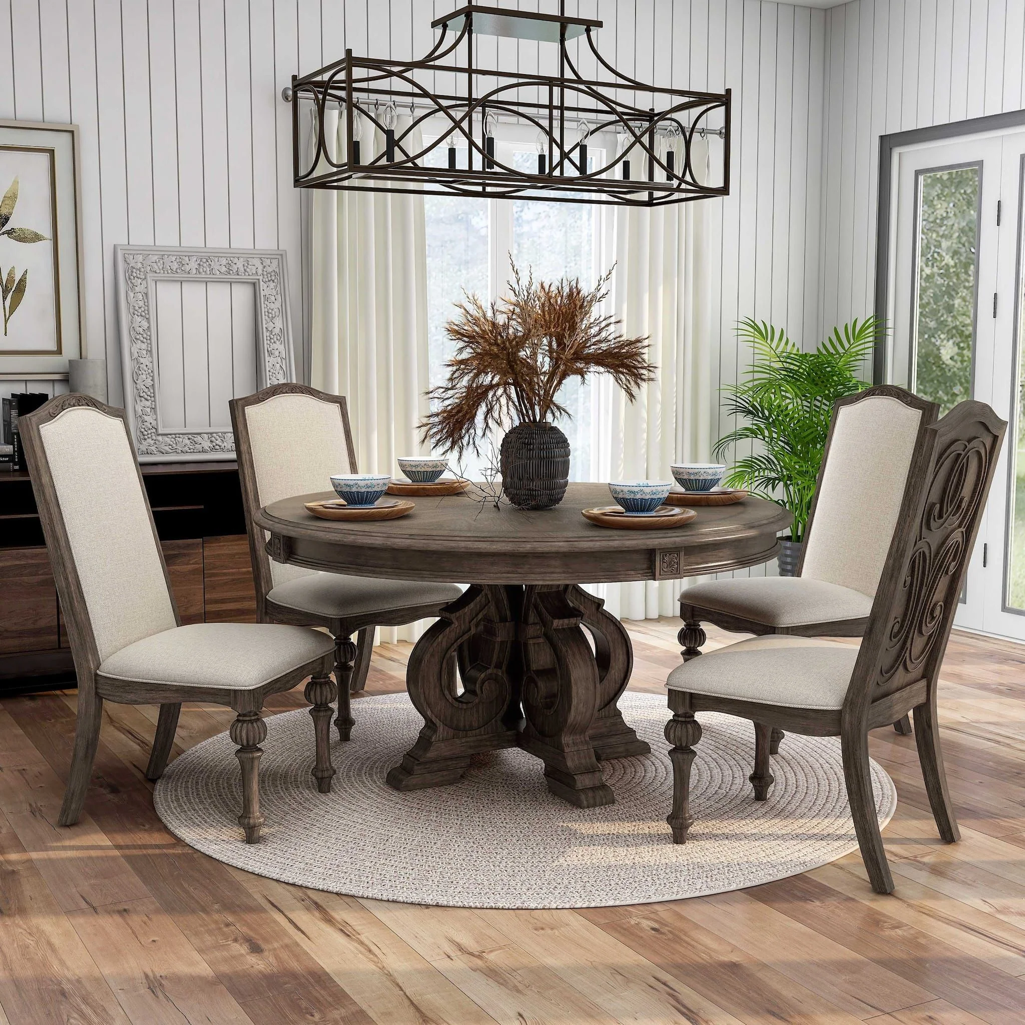 Elegant Dining Set Round Table And Side Chairs - Image 10