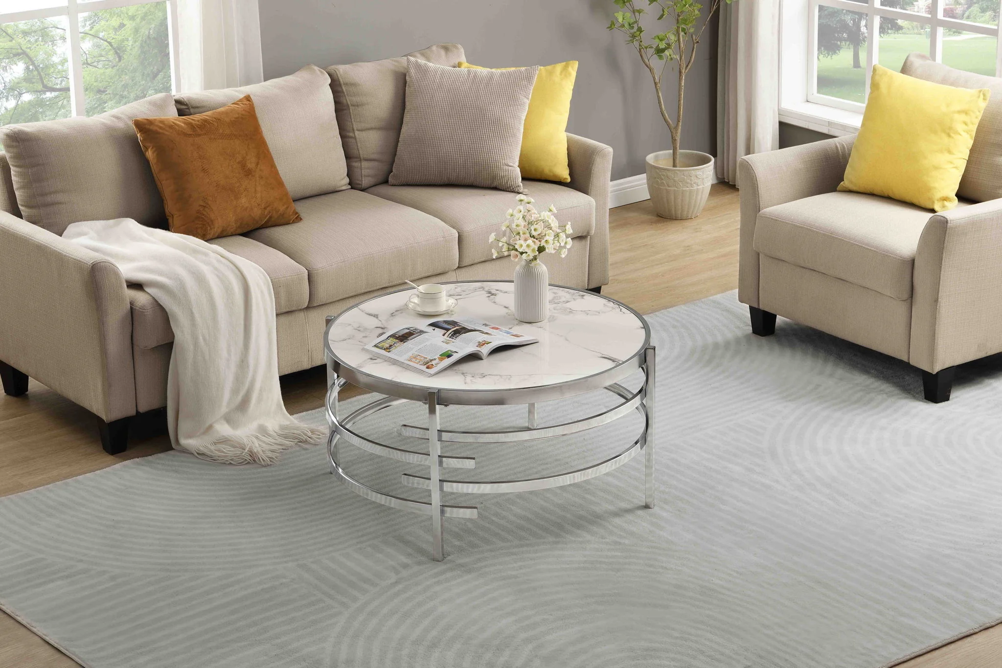 Elegant Round Table With Sintered Stone Top & Sturdy Metal Frame - Image 4