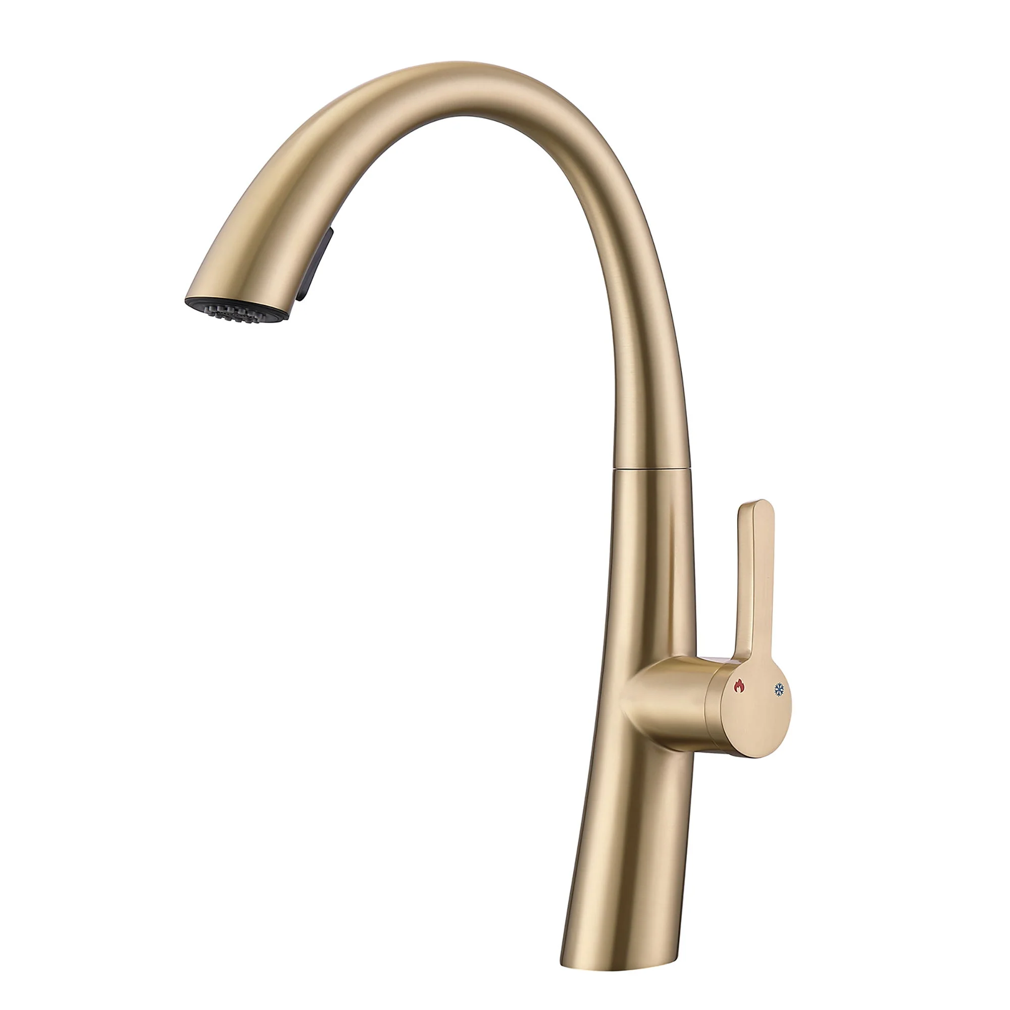 Elegant Single Handle Stainless Steel Pull Out Kitchen Faucet With High Arch Spout - Image 2