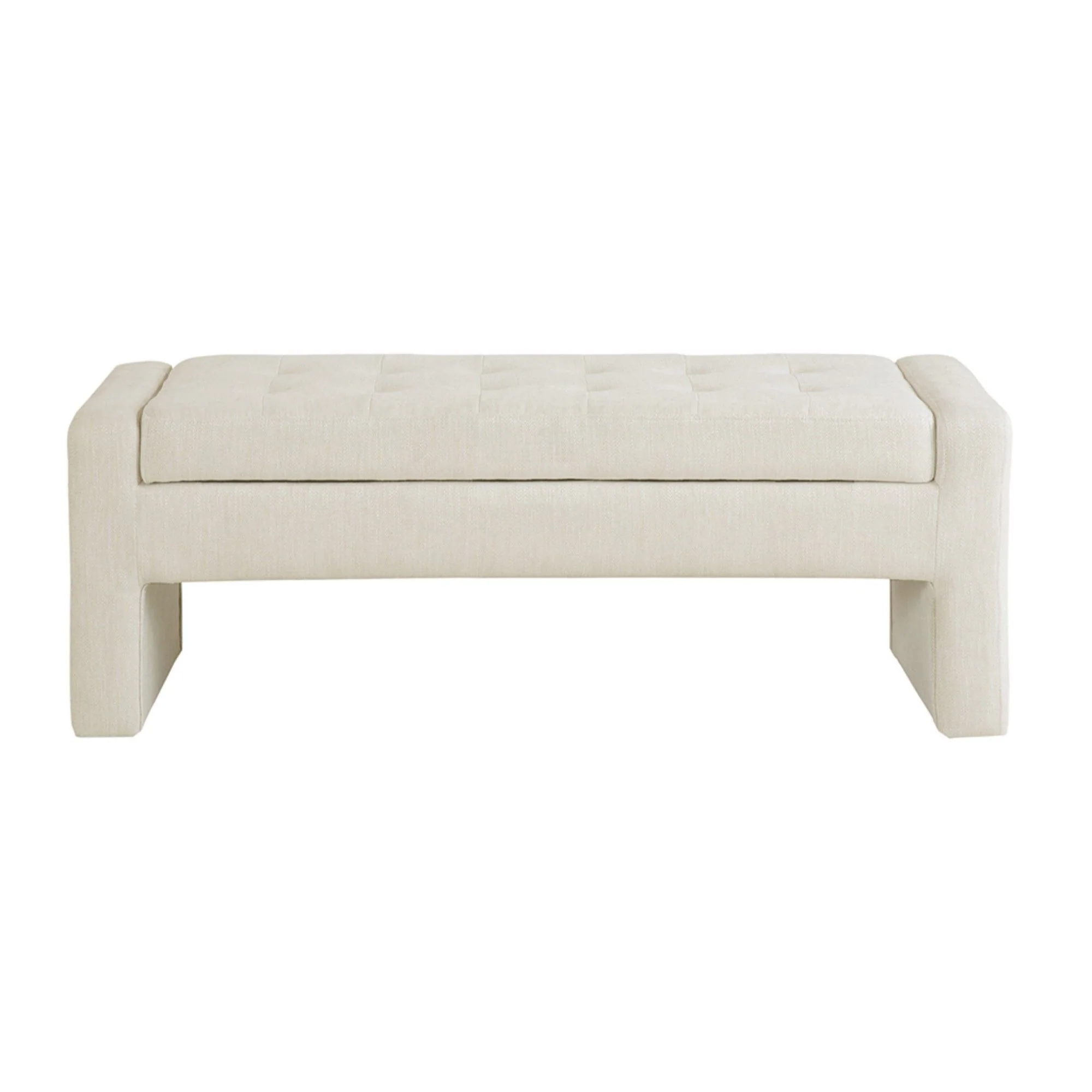 Elegant Soft Close Storage Bench Polyester Upholstery - Cream - Image 3