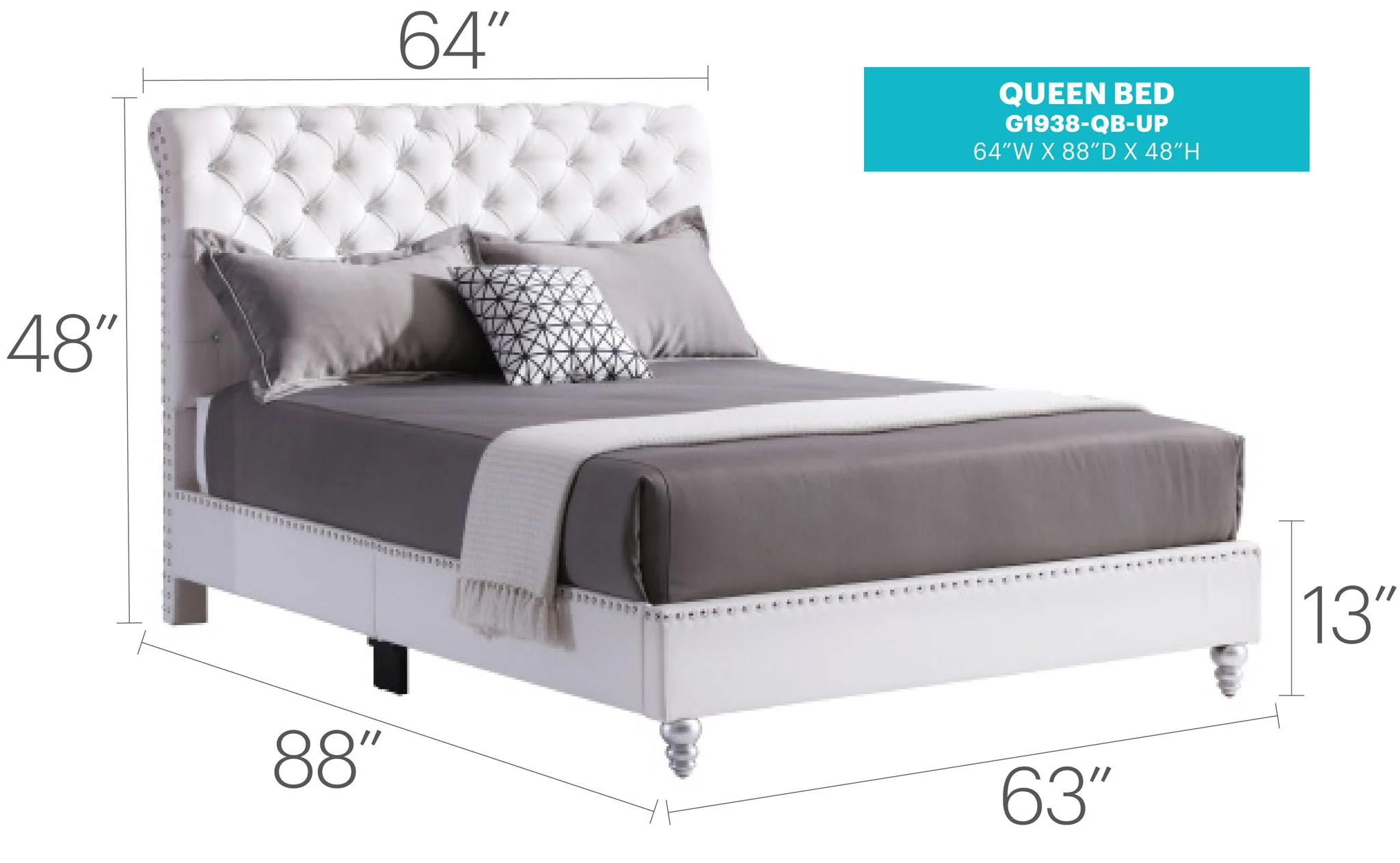 Elegant Transitional Upholstered Bed - Image 10