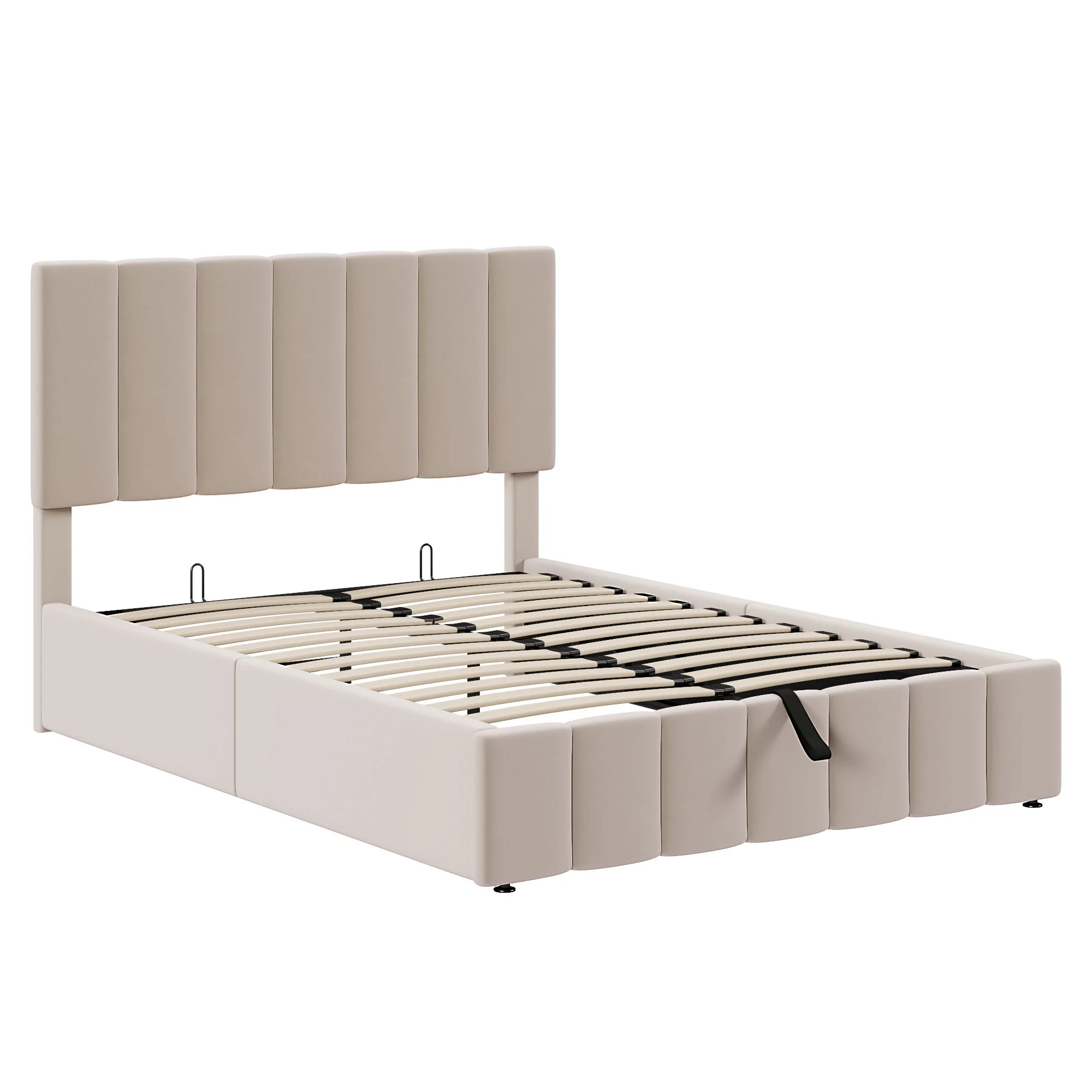 Elegant Upholstered Platform Bed With Hydraulic Storage System - Image 5