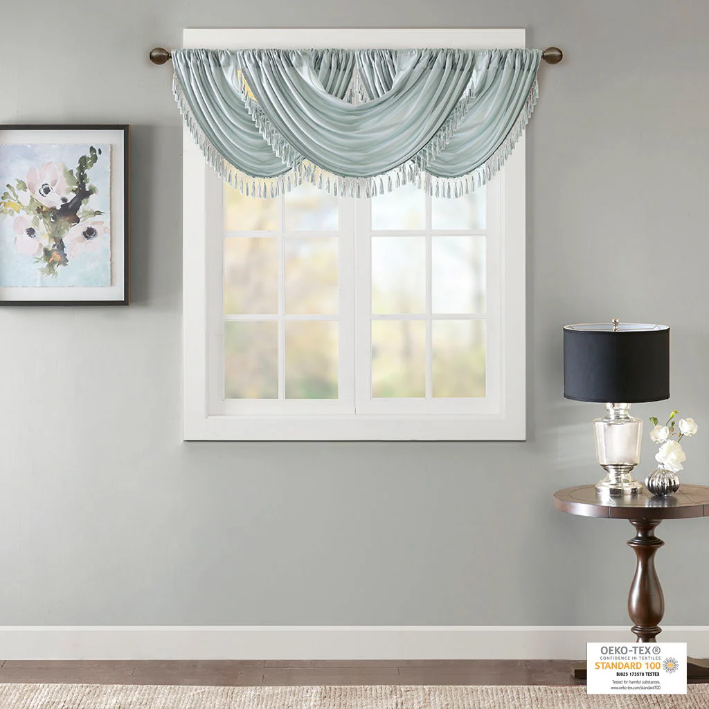 Elena - Waterfall Embellished Valance - Dusty Aqua - Image 3