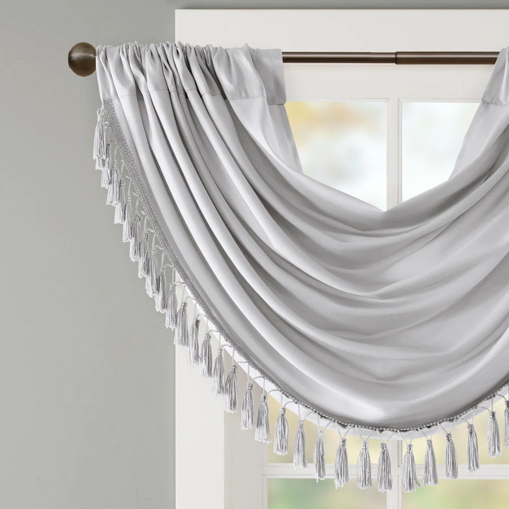 Elena - Waterfall Embellished Valance - Silver - Image 2