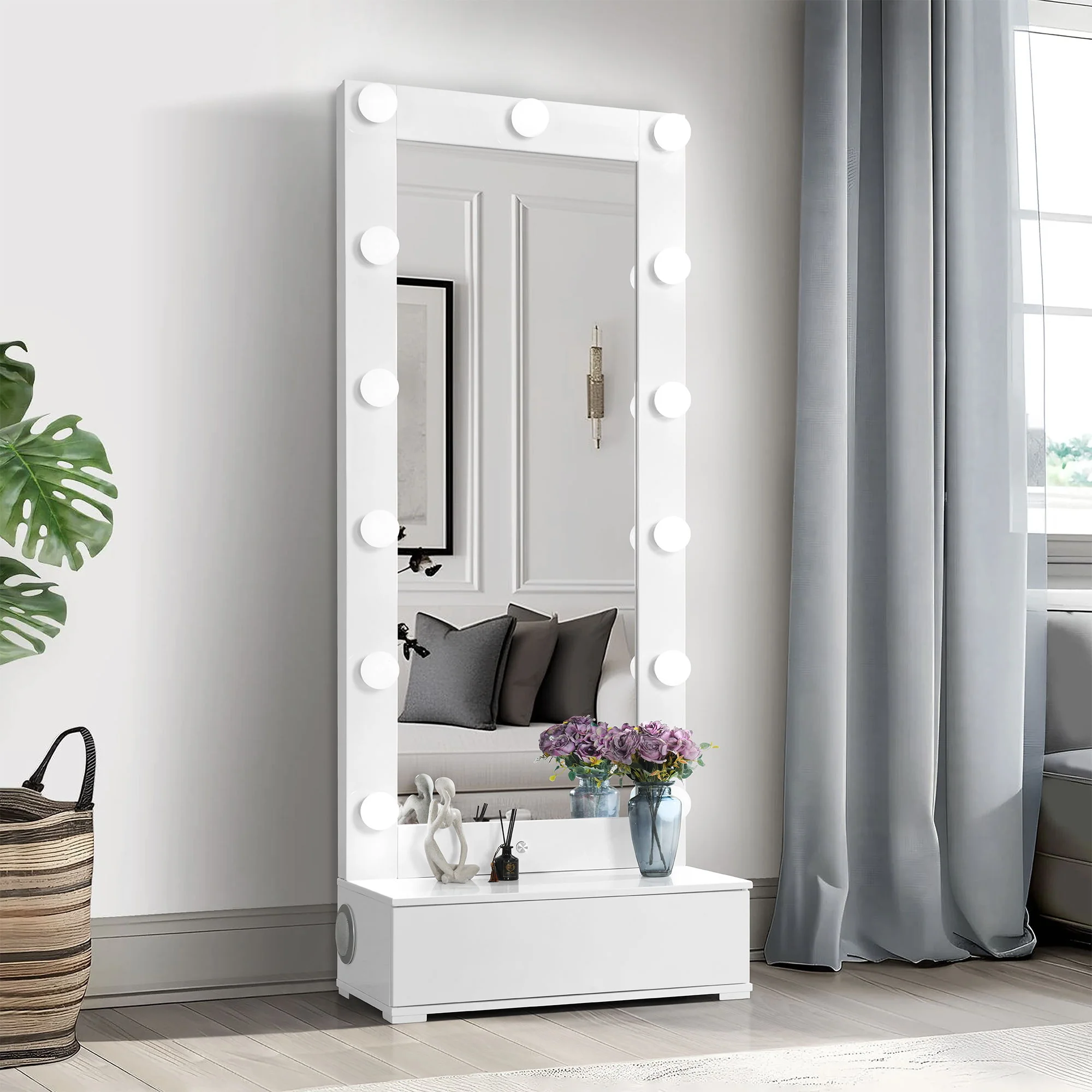 Elisa - Narrow Tall Mirror With Speaker And Drawer - Image 6