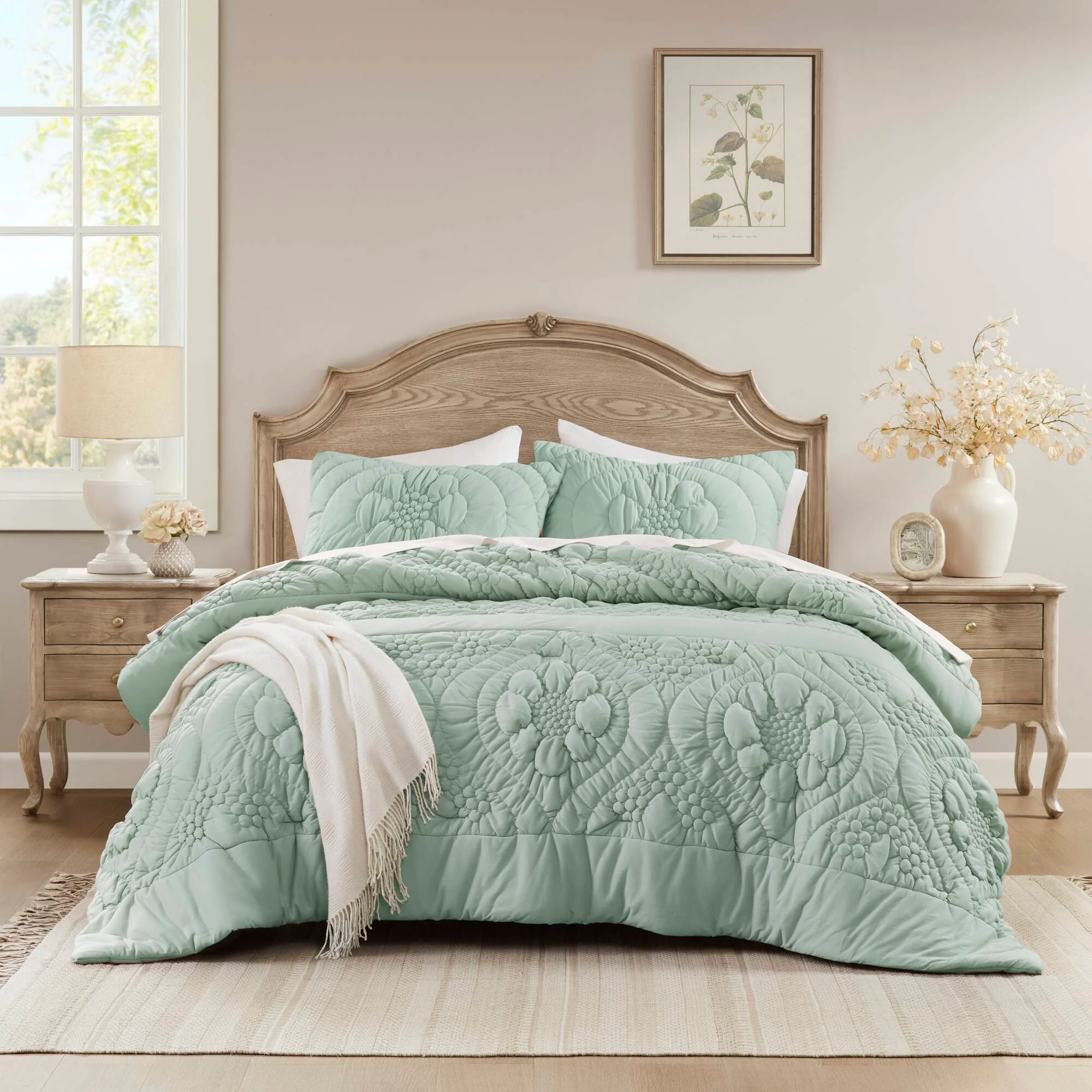 Elise - King Comforter Set - Sage