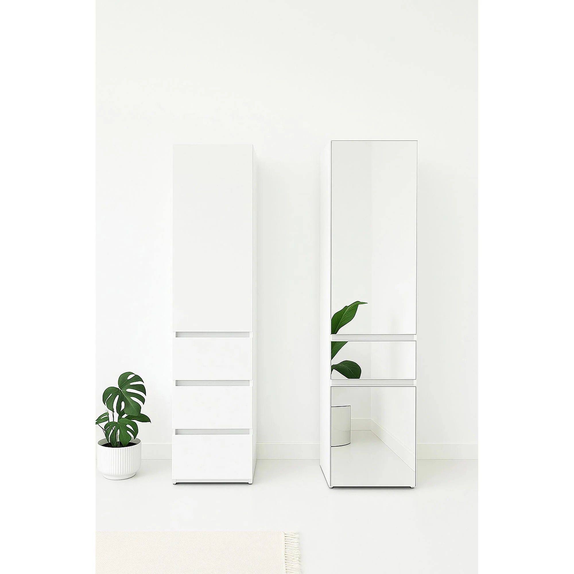 Elise - Modular Closet System With Mirror, Customizable Storage Solution - White - Image 2