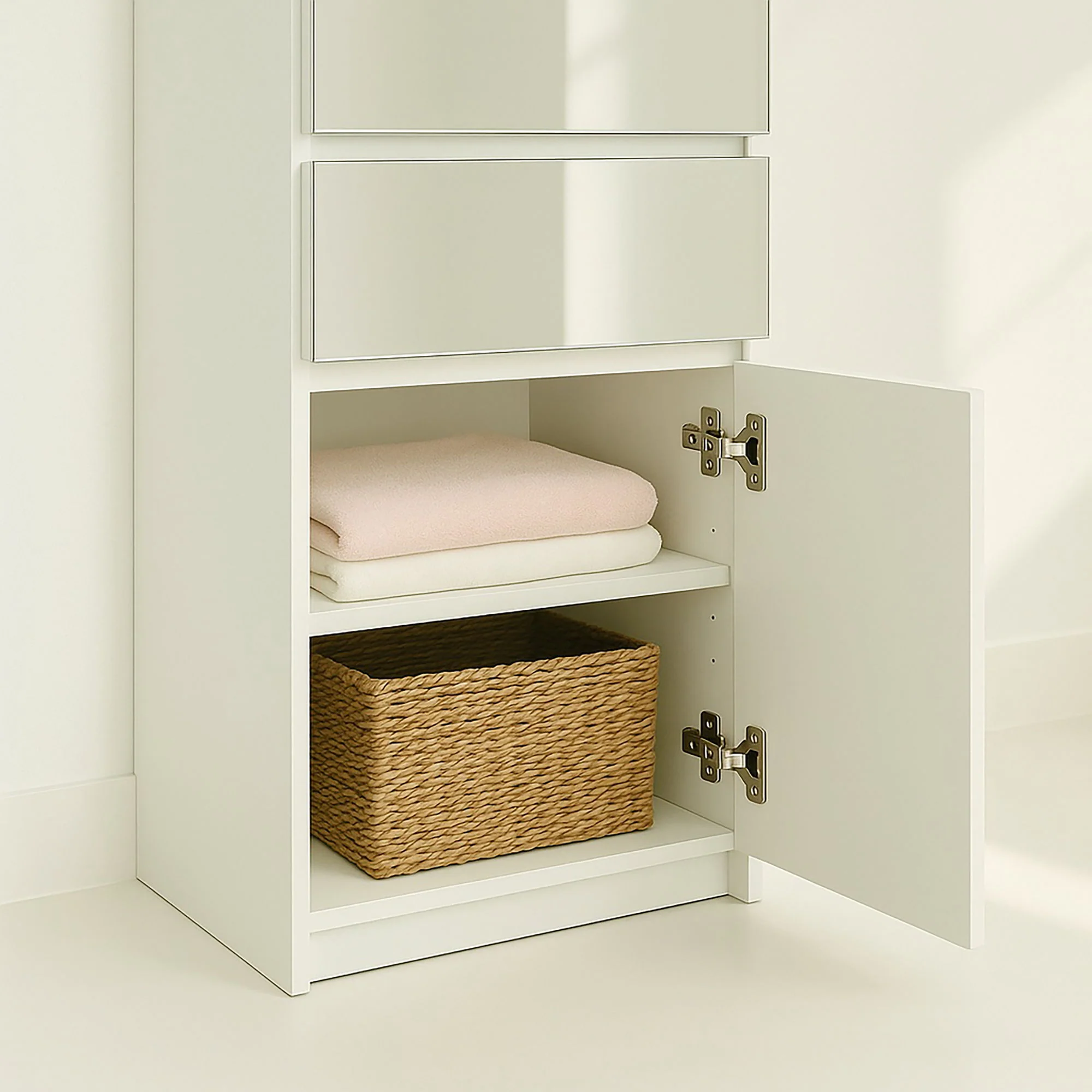 Elise - Modular Closet System With Mirror And Customizable Storage - White - Image 3