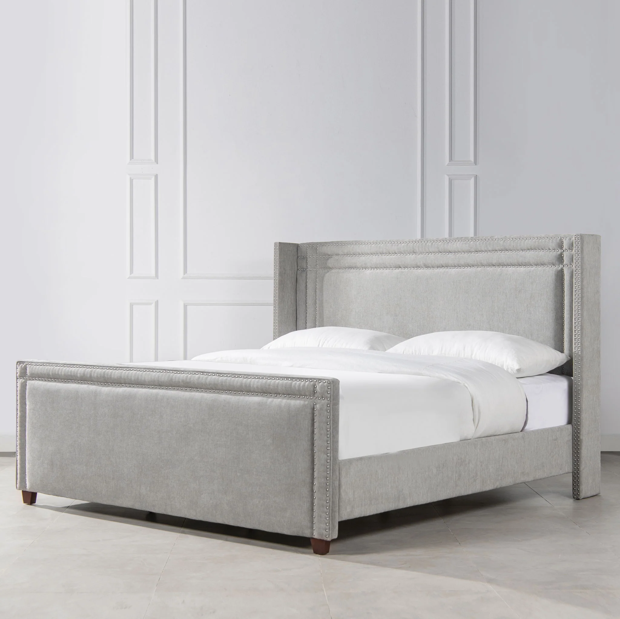 Elle - Wingback Upholstered King Bed - Silver Gray - Image 2