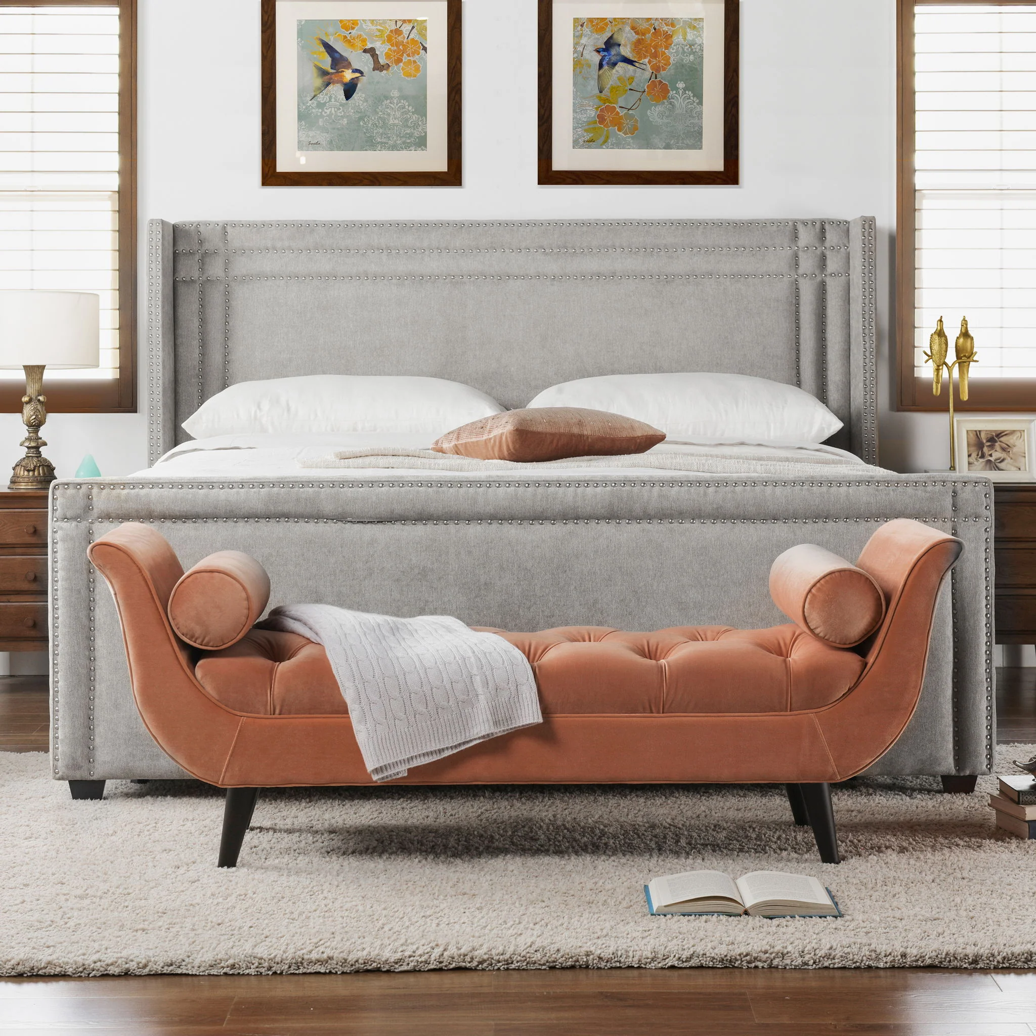 Elle - Wingback Upholstered King Bed - Silver Gray - Image 3