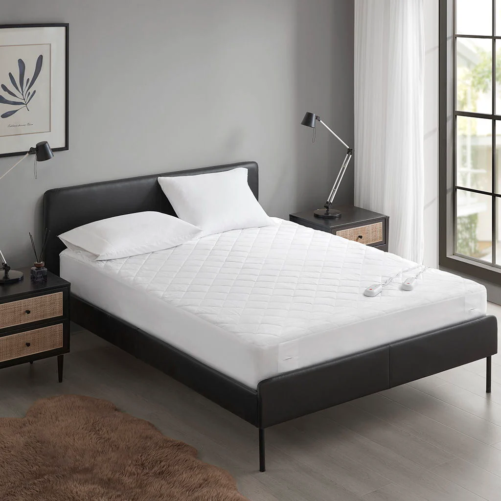 Embossed - Twin Long Heated Mattress Pad - White - Image 3