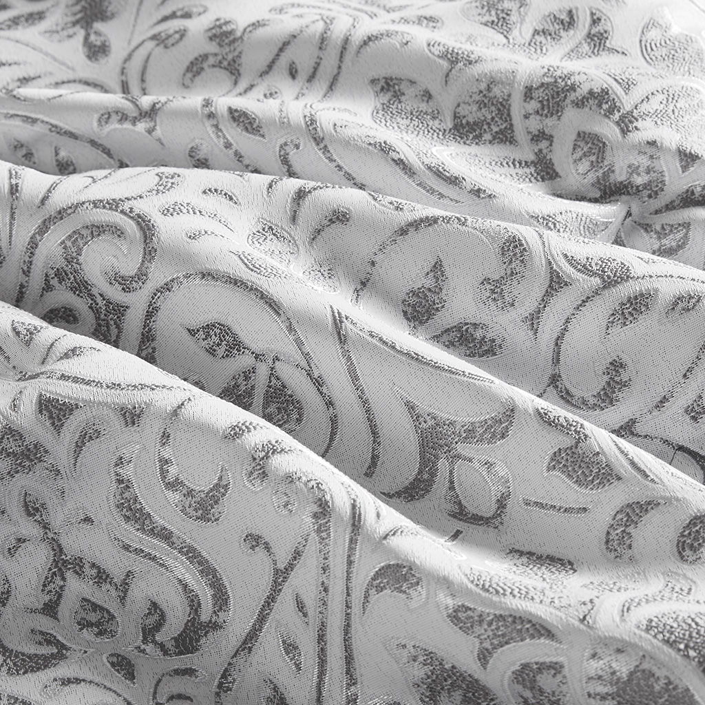 Emilia - 12 Piece King Jacquard Comforter Set With Bed Sheets - Silver - Image 2