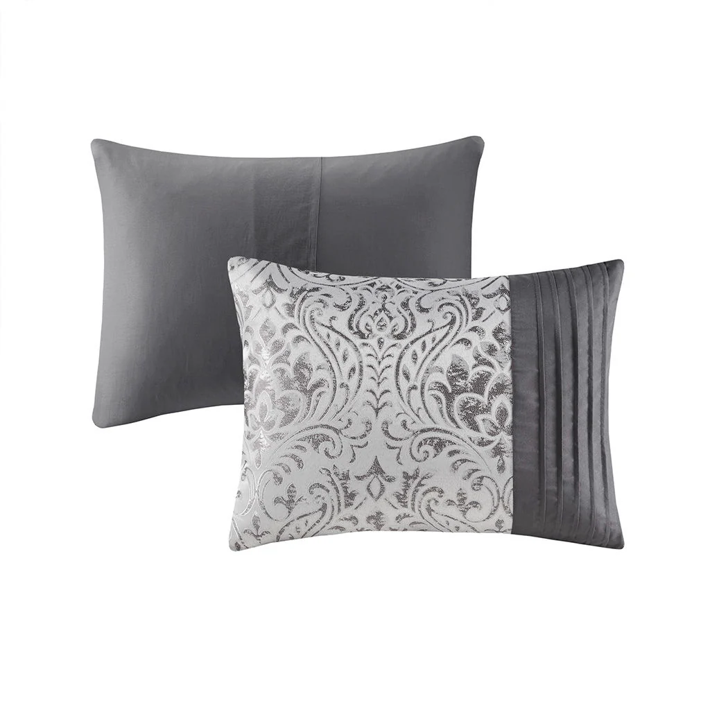 Emilia - 12 Piece King Jacquard Comforter Set With Bed Sheets - Silver - Image 3