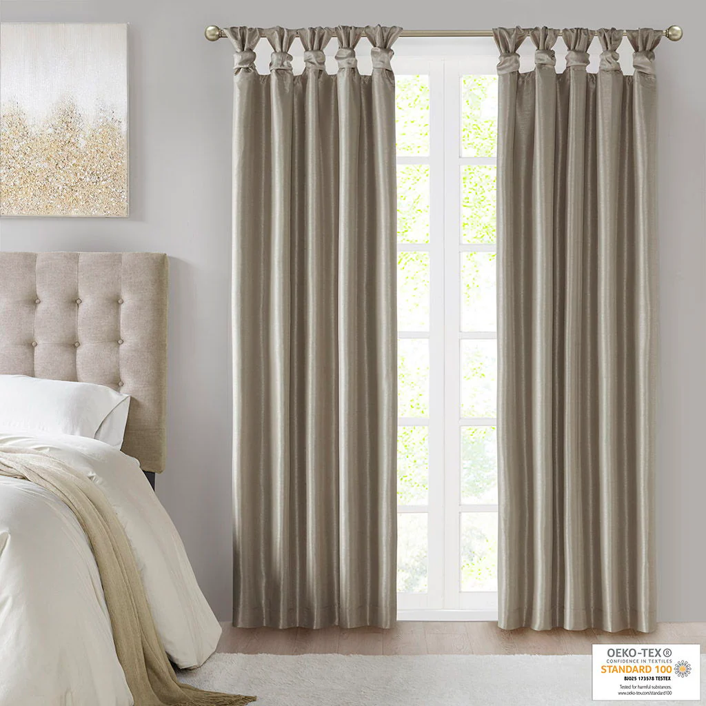 Emilia - 95" Twist Tab Total Blackout Window Curtain - Pewter - Image 4