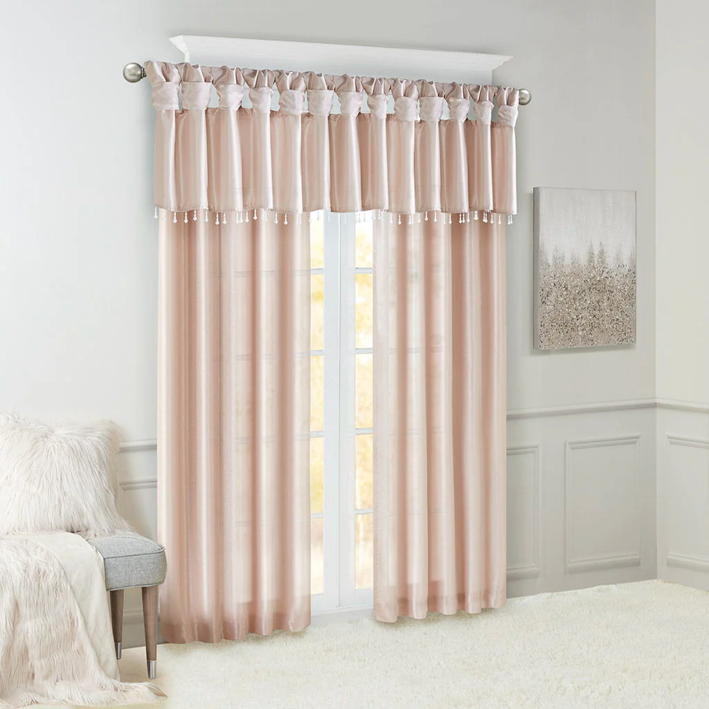 Emilia - Lightweight Valance With Beads - Blush - Image 2