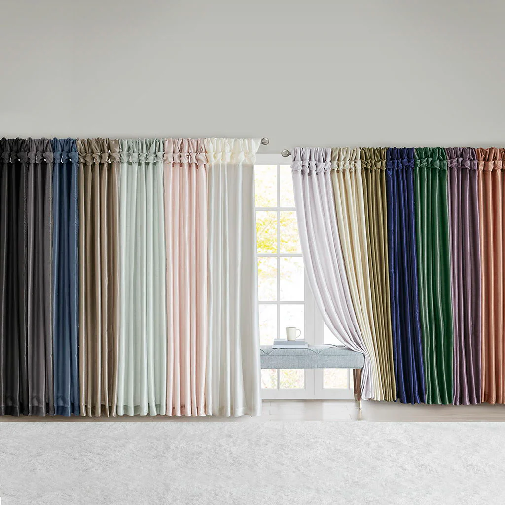 Emilia - Twist Tab Lined Window Curtain - Dusty Aqua - Image 4