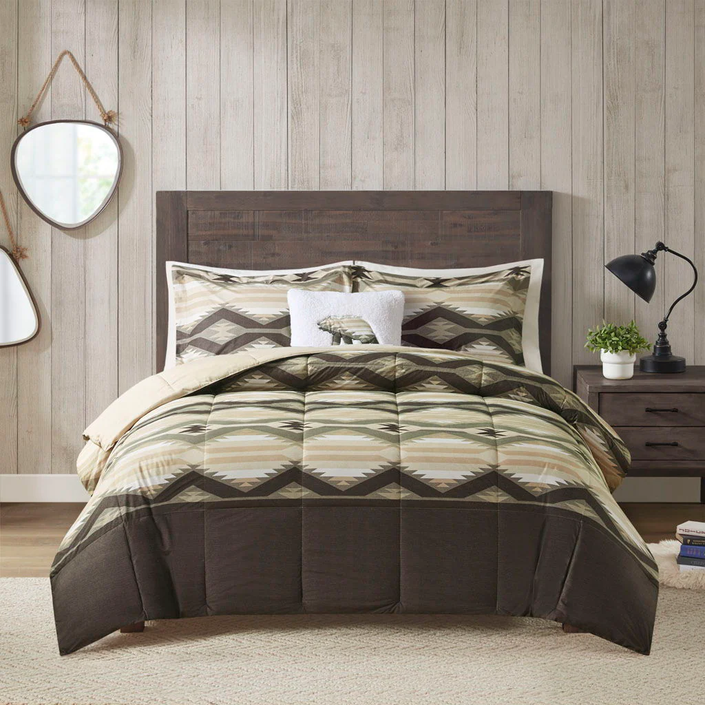 Emmet Creek - Down Alternative Comforter Set With Throw Pillow - Brown - Image 3