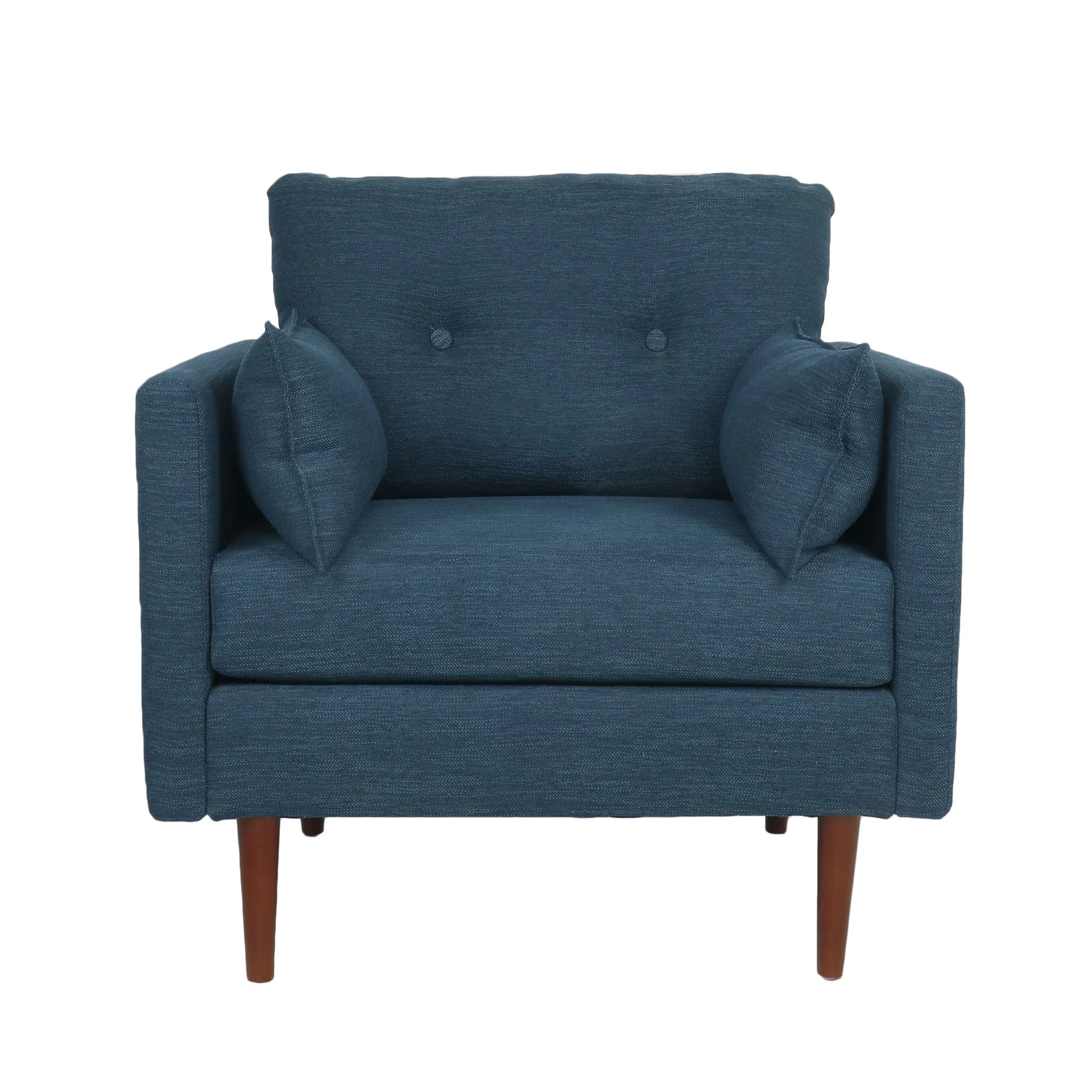 Enchantica - Upholstered Fabric Club Chair With Button Tufted And 2 Accent Pillows - Image 5