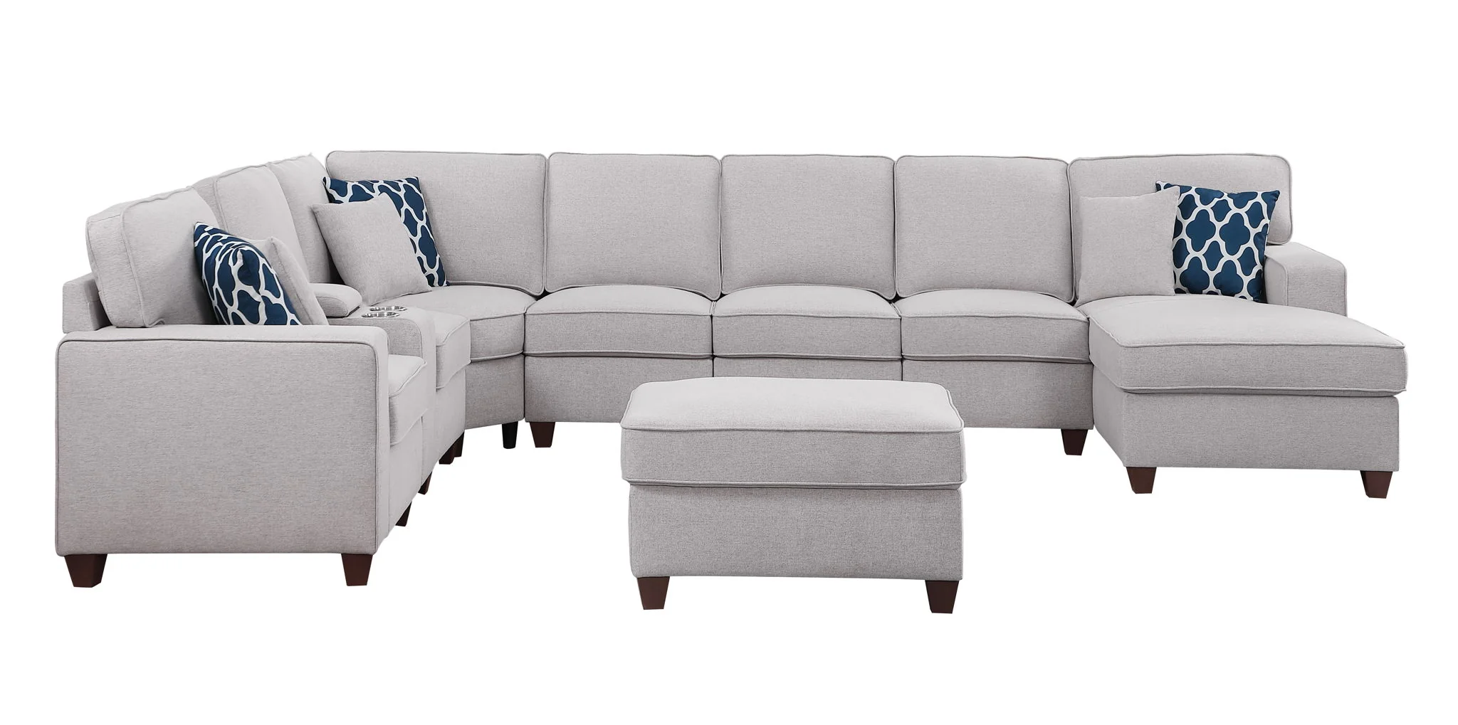 Eric - 9 Piece Upholstered Sectional With Ottoman - Image 4