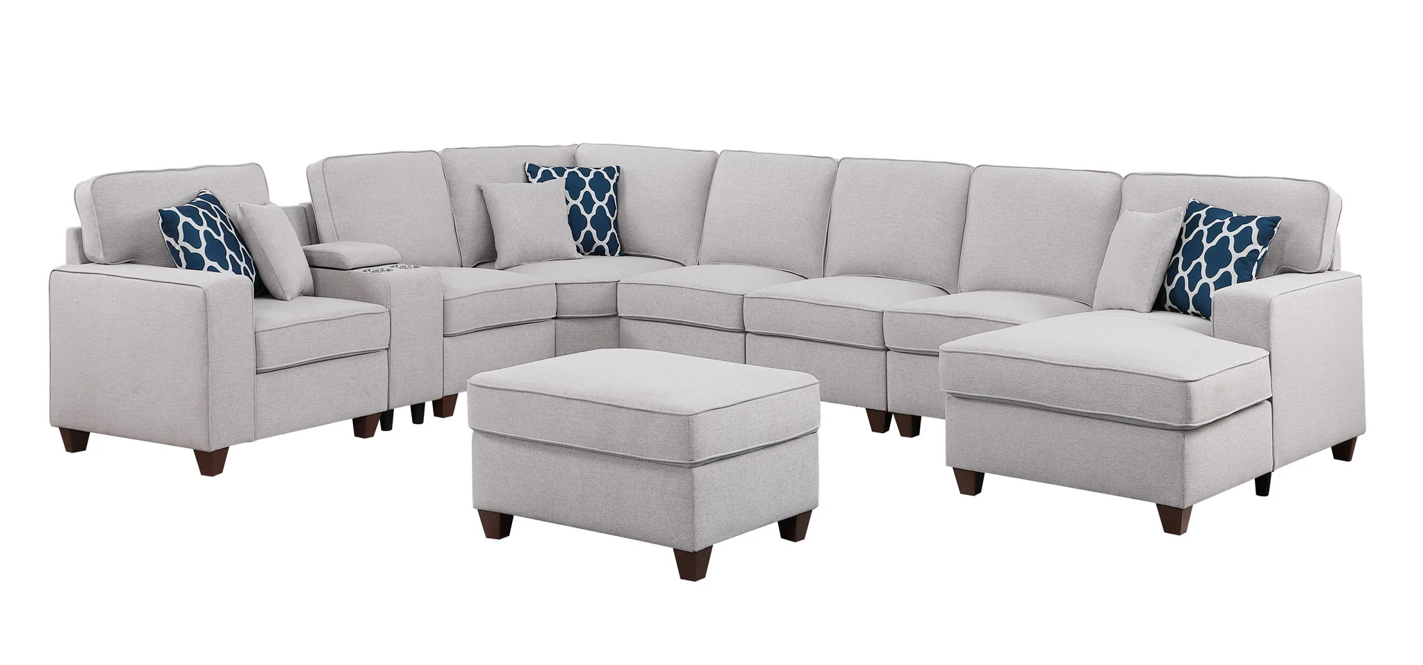 Eric - 9 Piece Upholstered Sectional With Ottoman - Image 5