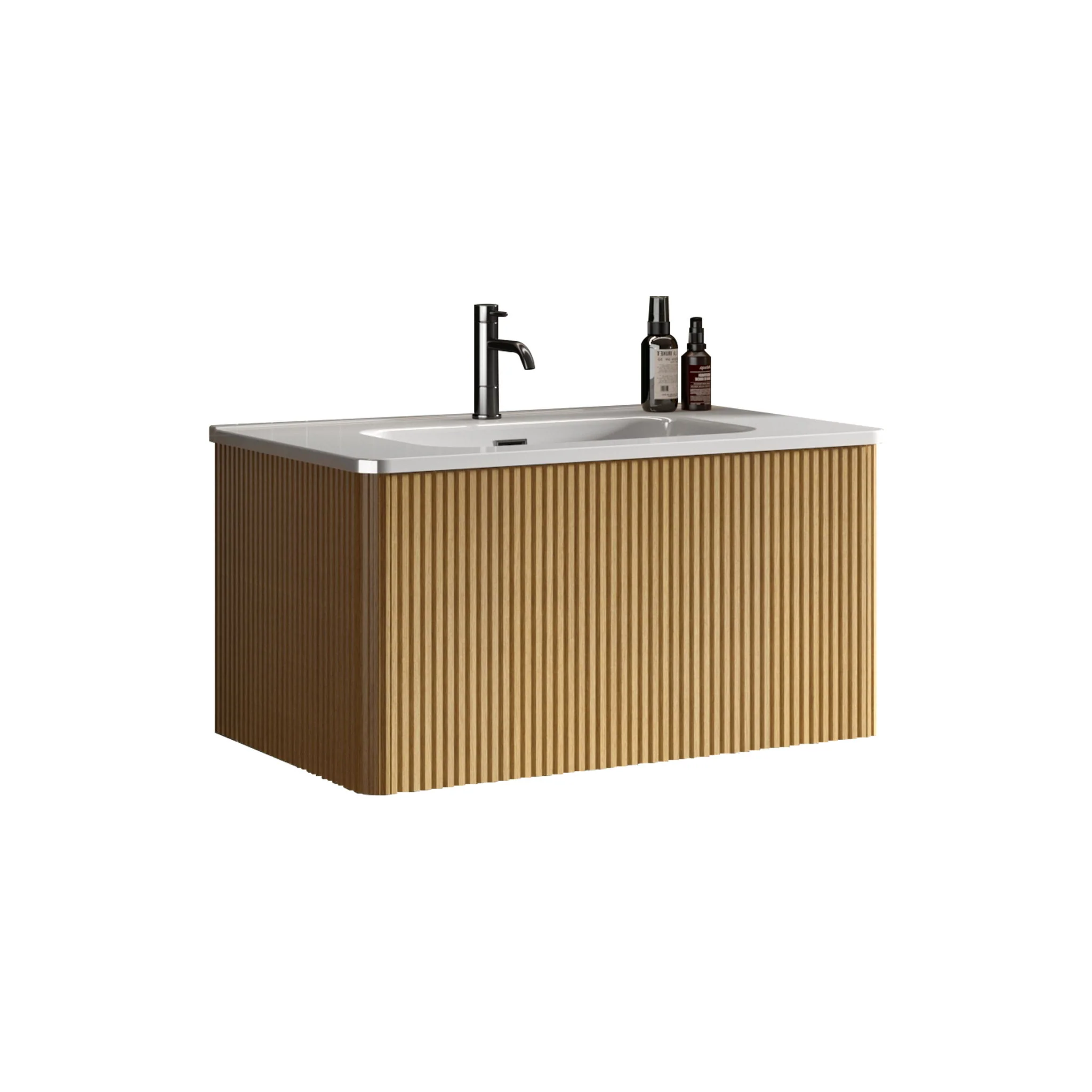 Etna - Striped Bathroom Vanity With Ceramic Sink, Wall Mounted Floating Bathroom Vanity For Modern Bathroom - Image 5