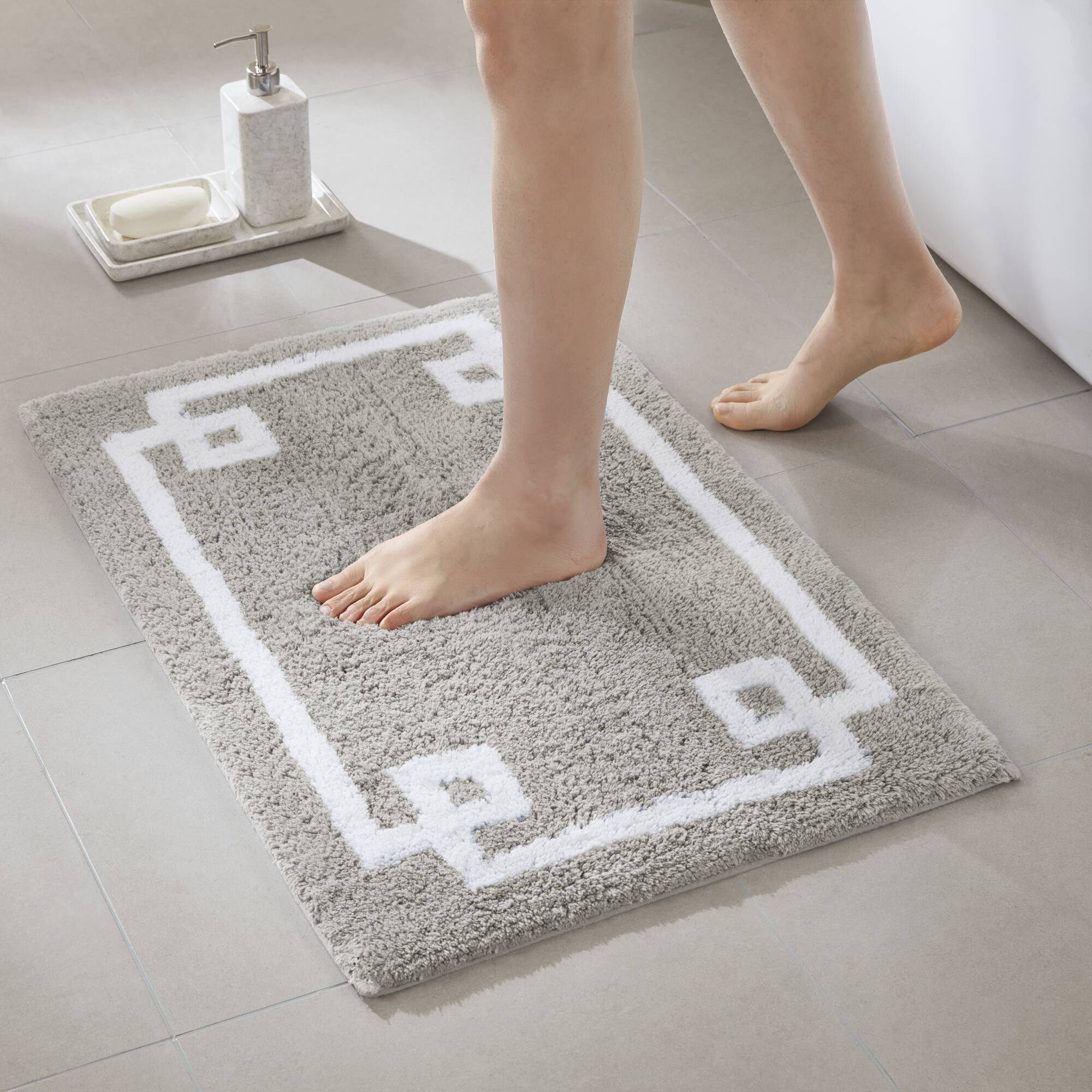 Evan - 24" x 72" Tufted Bath Rug - Gray - Image 3
