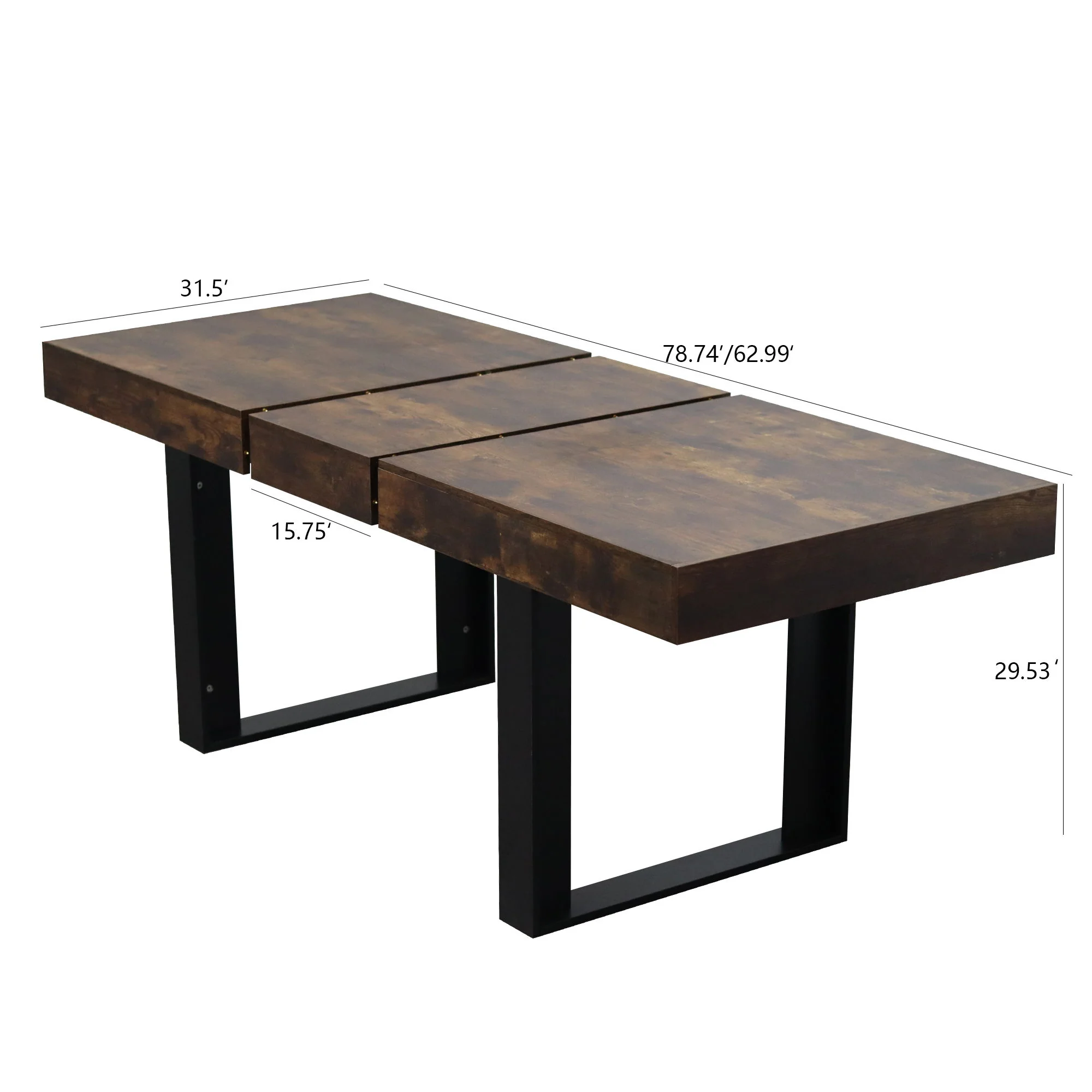 Extendable Dining Room Table For 6 8 10, Modern Farmhouse Wooden Kitchen Expanding Table, Long Large Expandable Dining Room Conference Table - Deep Rustic Brown - Image 4