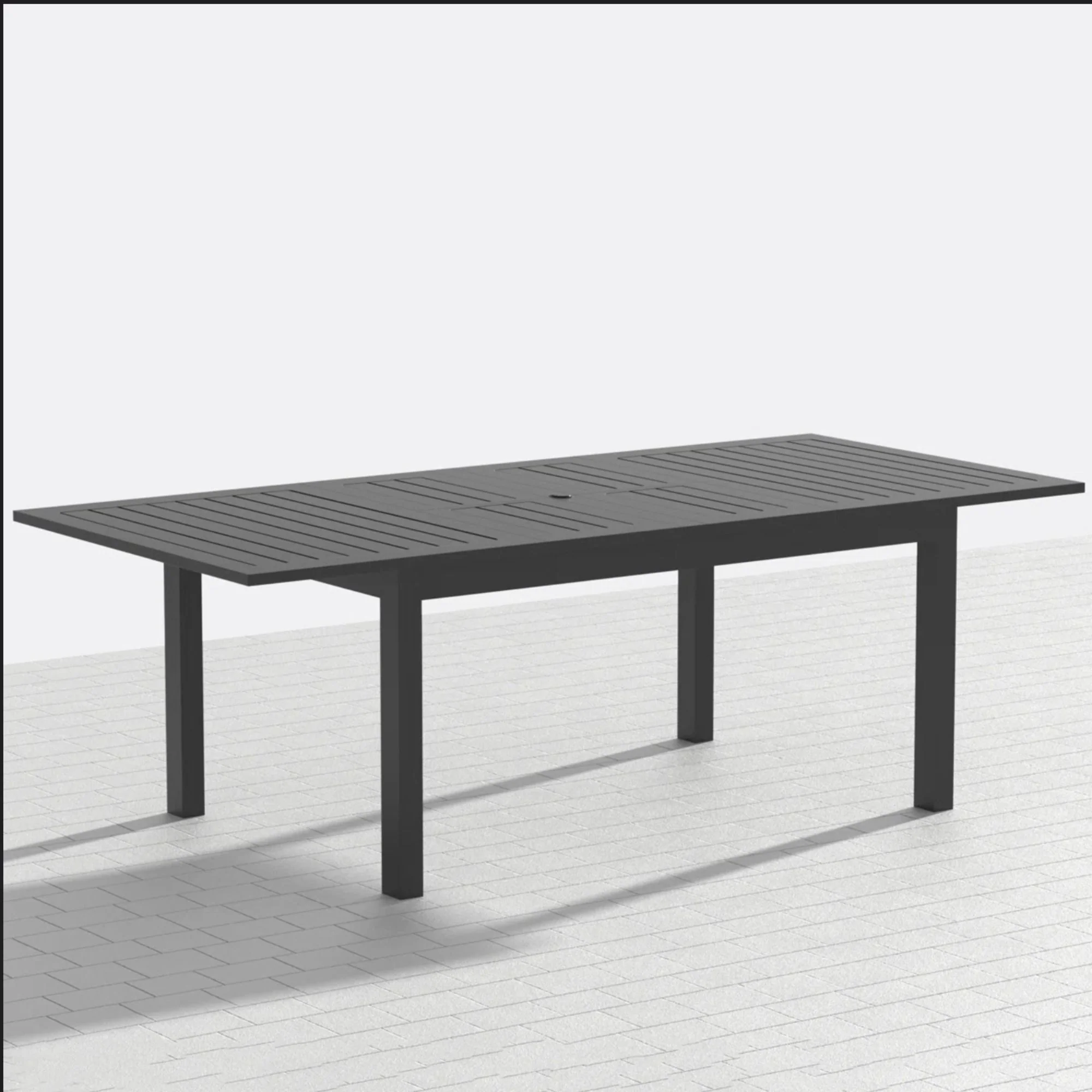 Extendable Outdoor Dining Table, All Weather, Slatted Top, Rust Proof - Gray - Image 3