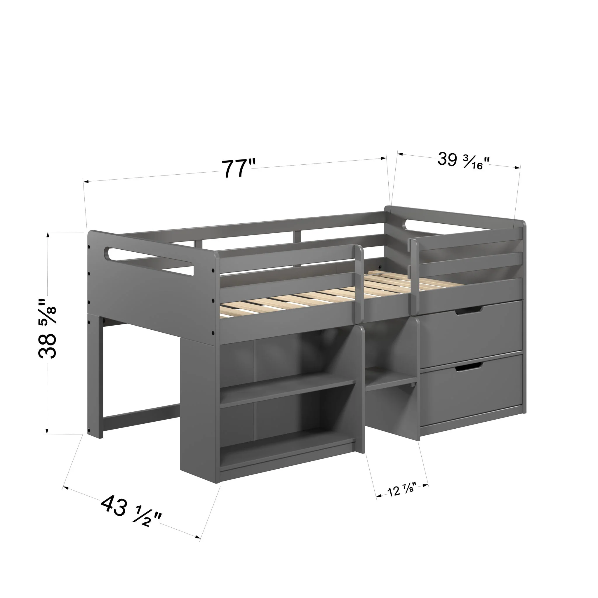 Fabiana - Twin Loft Bed With Storage - Gray - Image 4