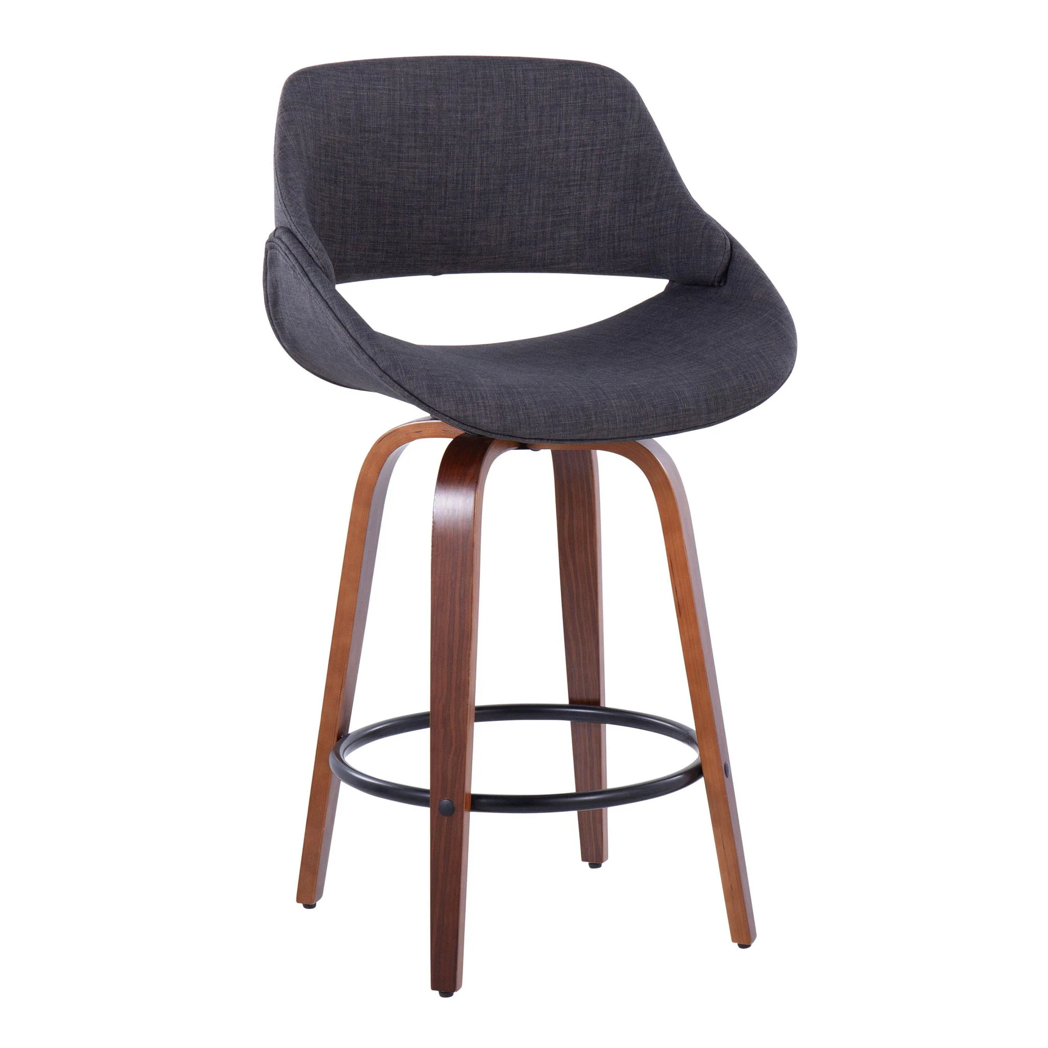 Fabrico - Mid Century Modern Fixed Height Counter Stool & Round Footrest (Set of 2) - Image 5