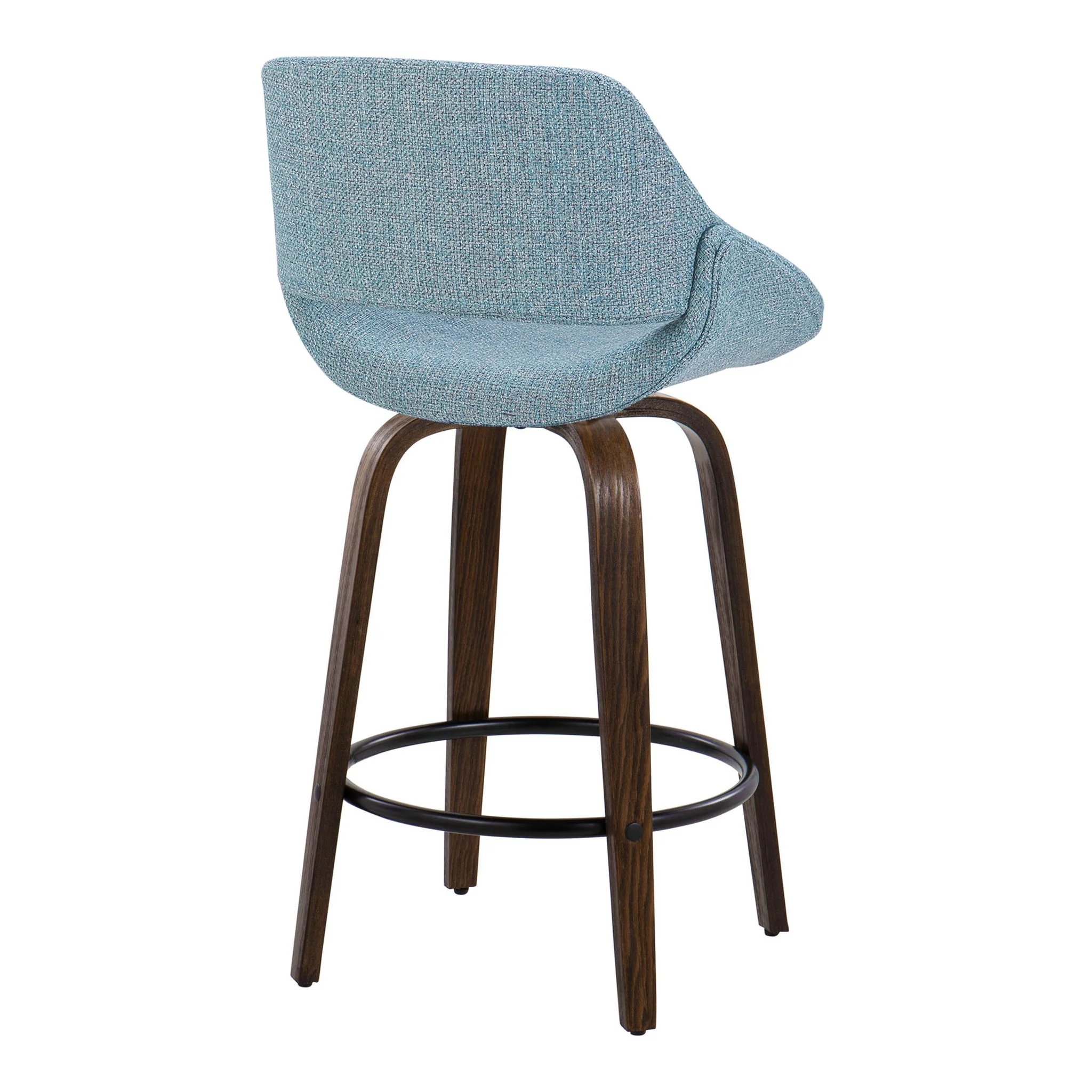 Fabrico - Mid Century Modern Fixed Height Counter Stool & Round Footrest (Set of 2) - Image 6