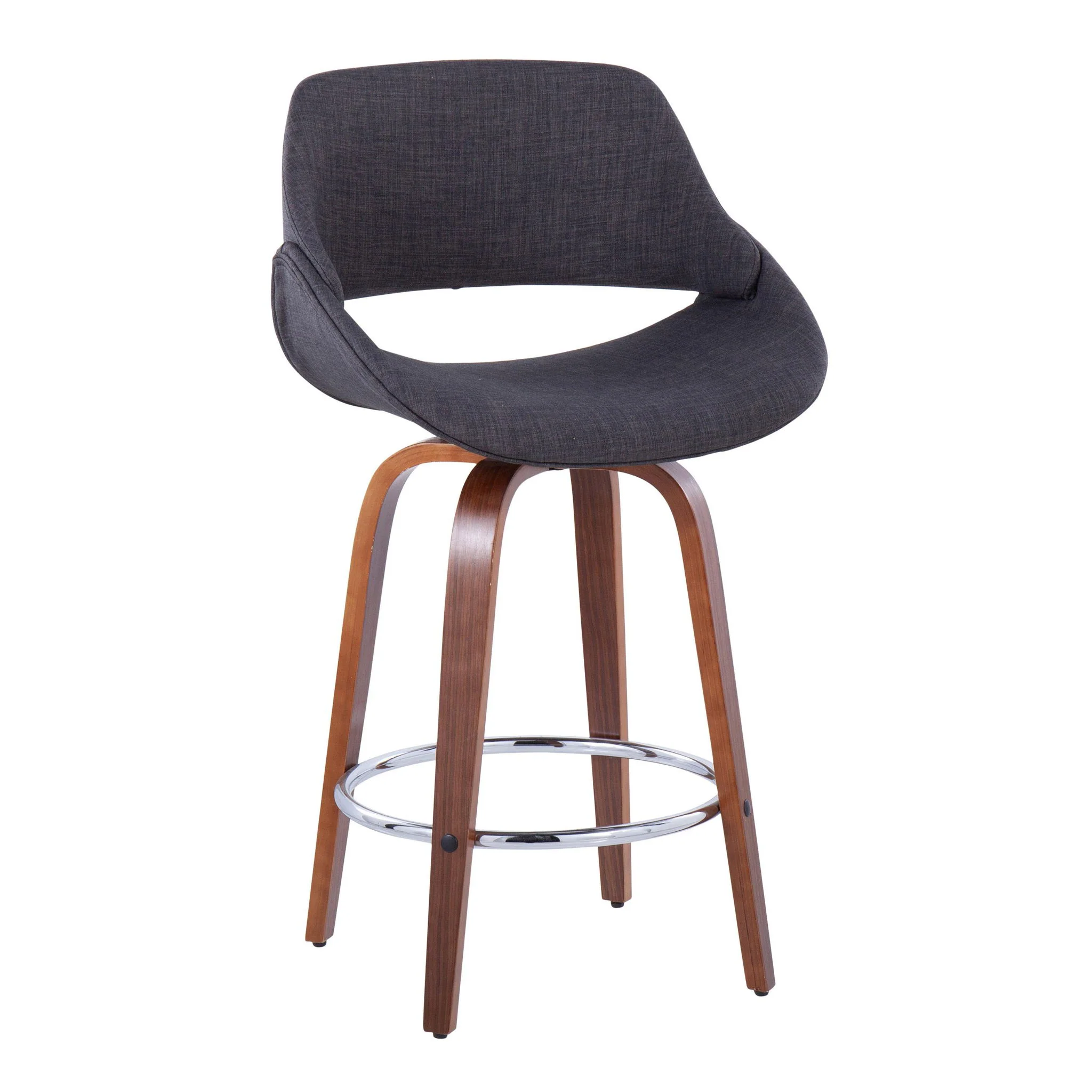 Fabrico - Mid Century Modern, Fixed Height Counter Stool With Round Footrest (Set of 2) - Image 16