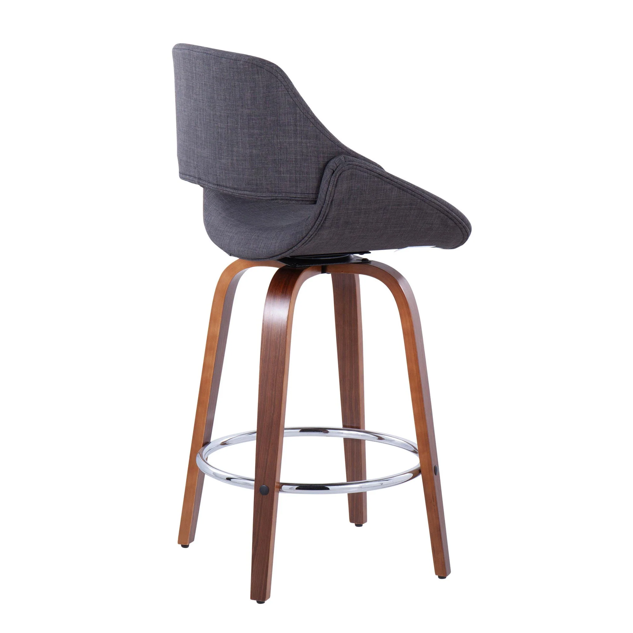 Fabrico - Mid Century Modern, Fixed Height Counter Stool With Round Footrest (Set of 2) - Image 17