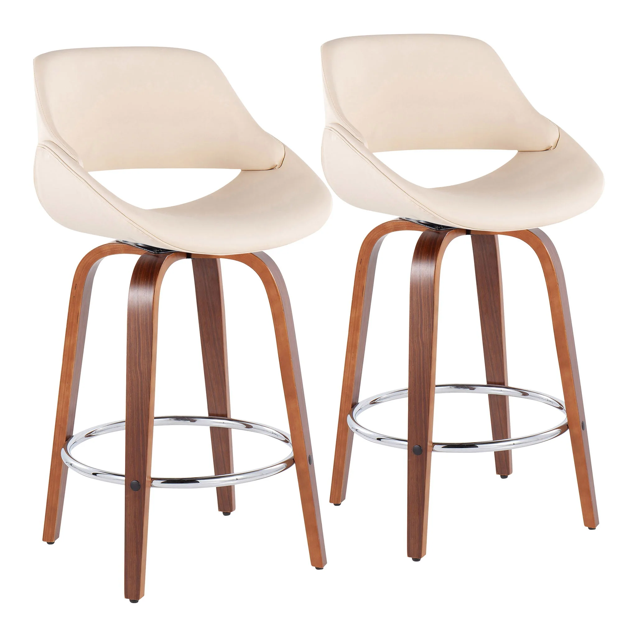 Fabrico - Mid Century Modern, Fixed Height Counter Stool With Round Footrest (Set of 2) - Image 3