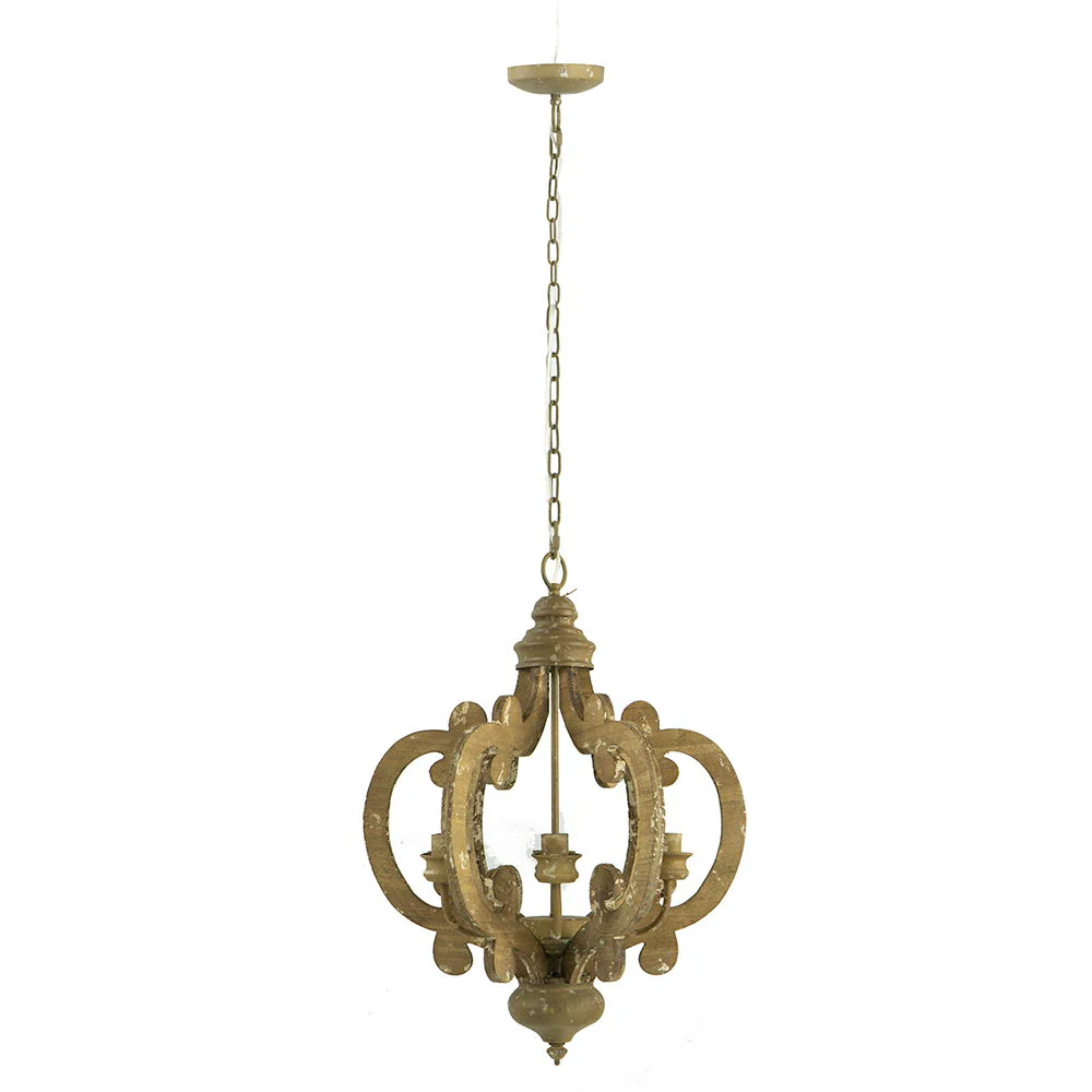 Farmhouse Chandelier, 6 Light Wood Chandelier Pendant Light Fixture With Adjustable Chain For Dining Room Living Room Entryway, Bulb Not Included - Image 7