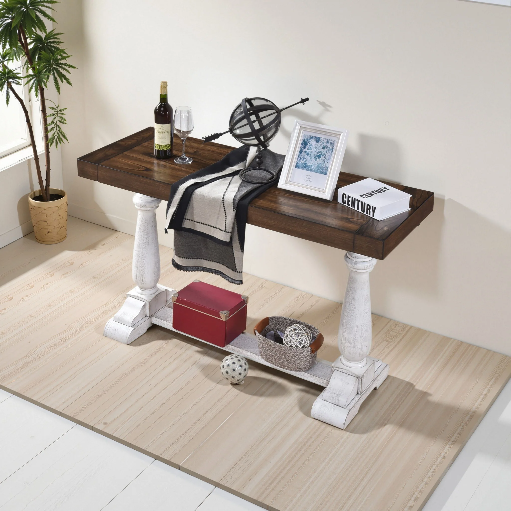 Farmhouse Retro Design Pedestal Sofa Tabe - Image 5