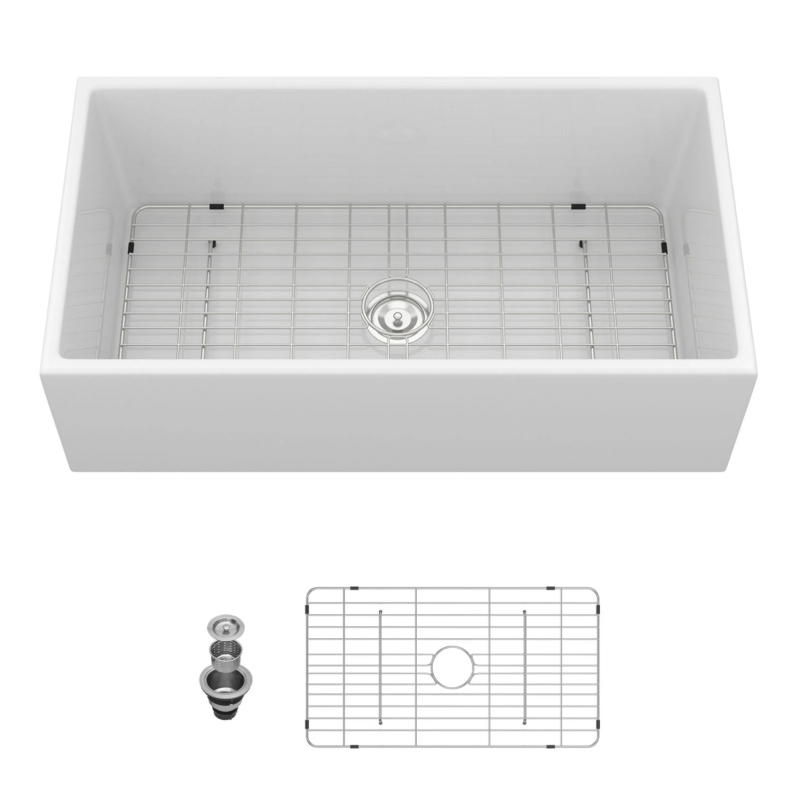 Farmhouse Sink, Apron-Front Porcelain Ceramic Single Bowl - Image 2