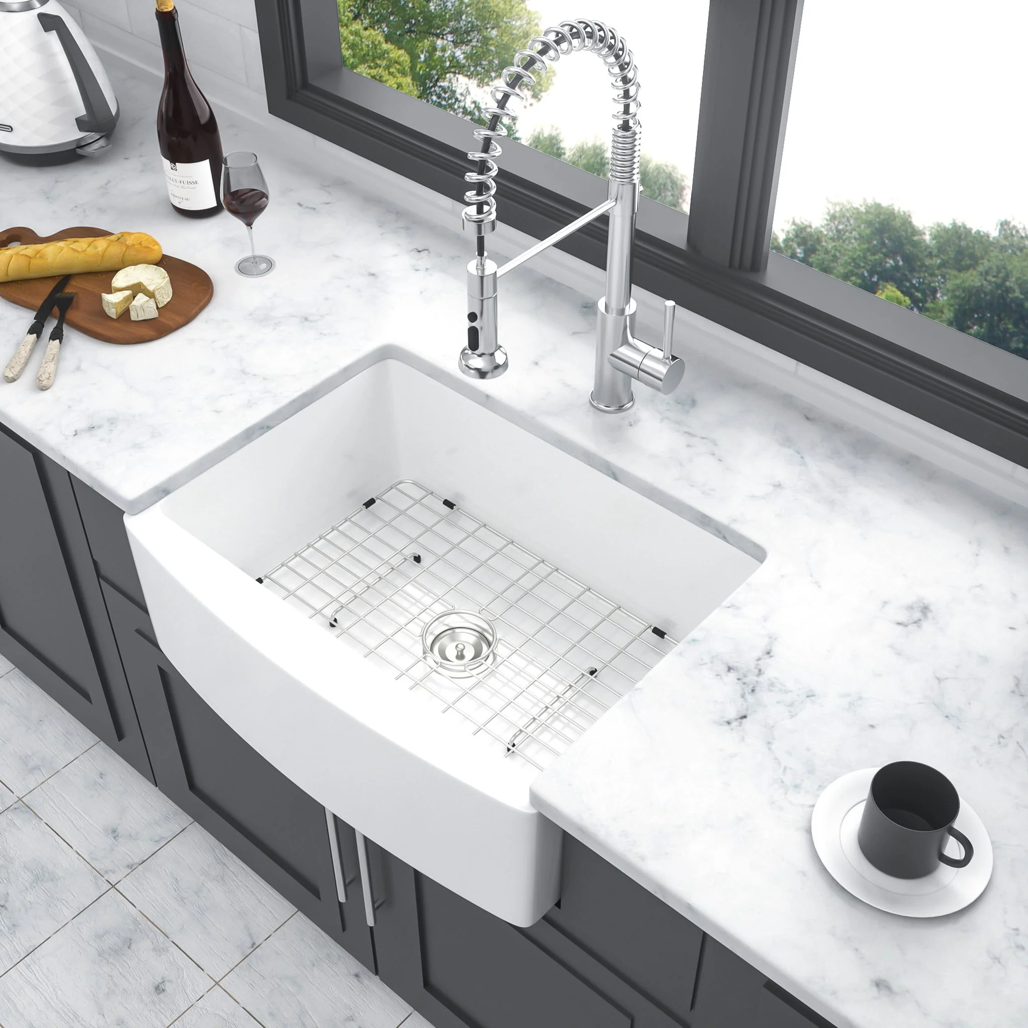 Farmhouse Sink, Apron Front Single Bowl With Arch Edge Design - Image 10