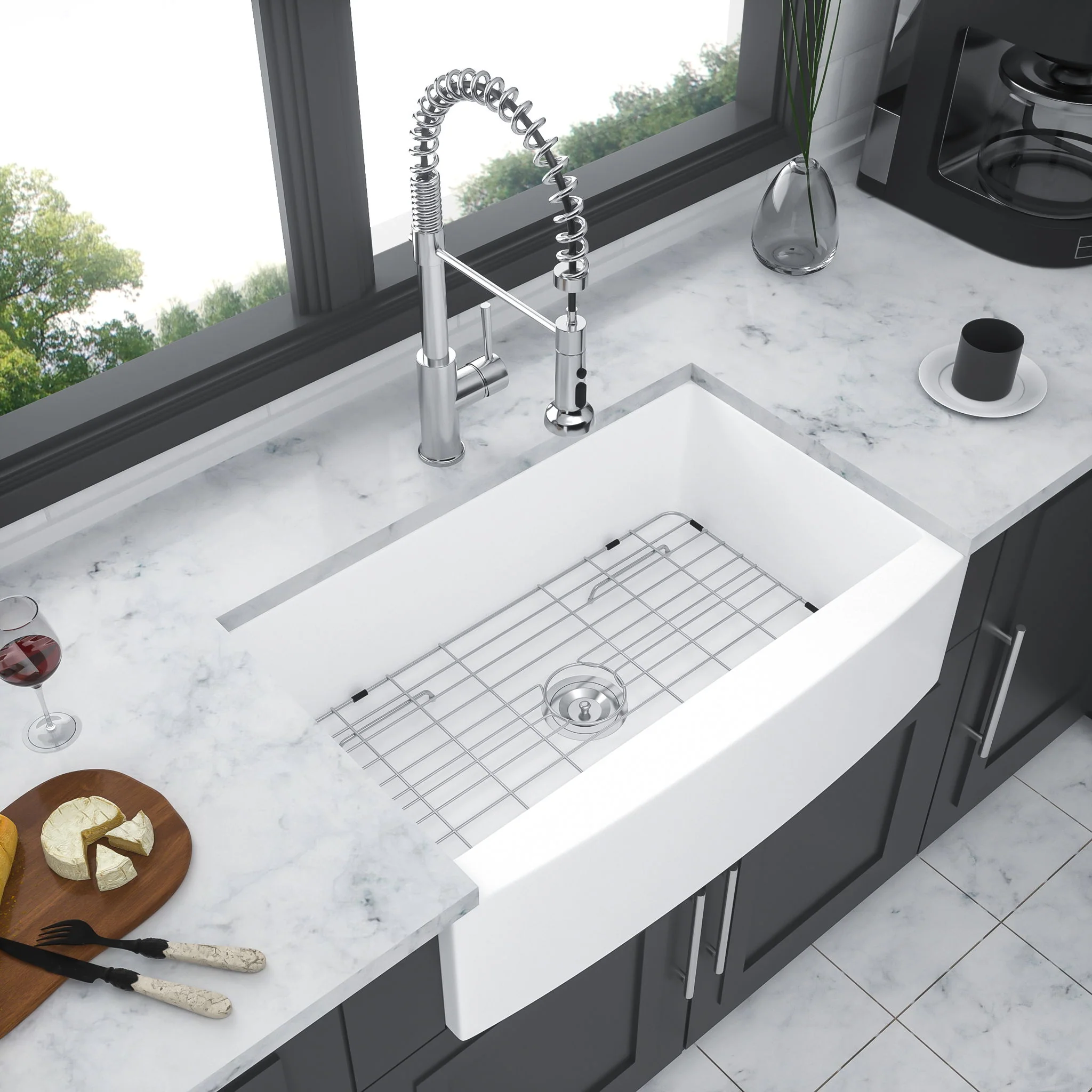 Farmhouse Sink, Apron Front Single Bowl With Arch Edge Design - Image 7