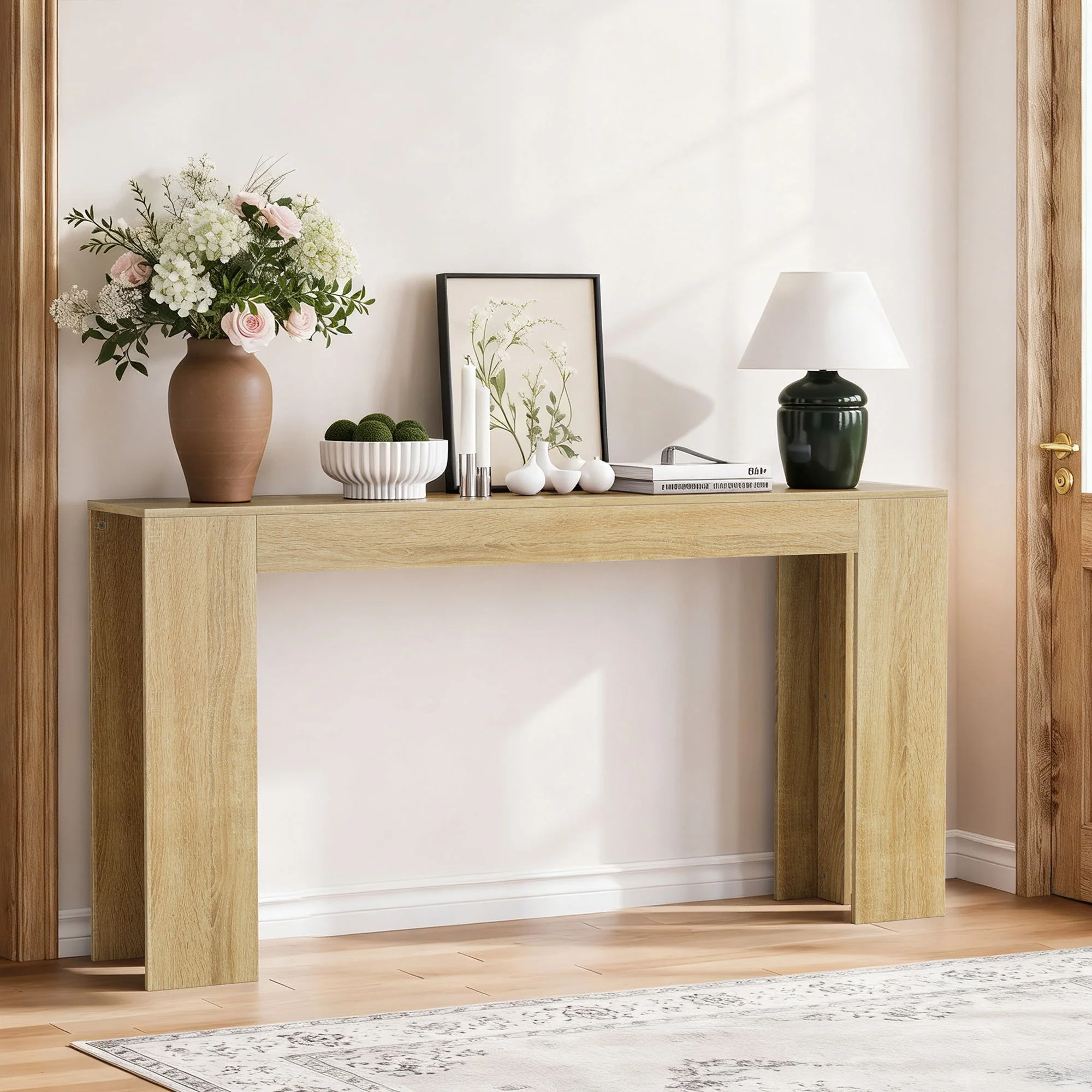 Farmhouse Style Extra Long Walnut Console Table - Image 5
