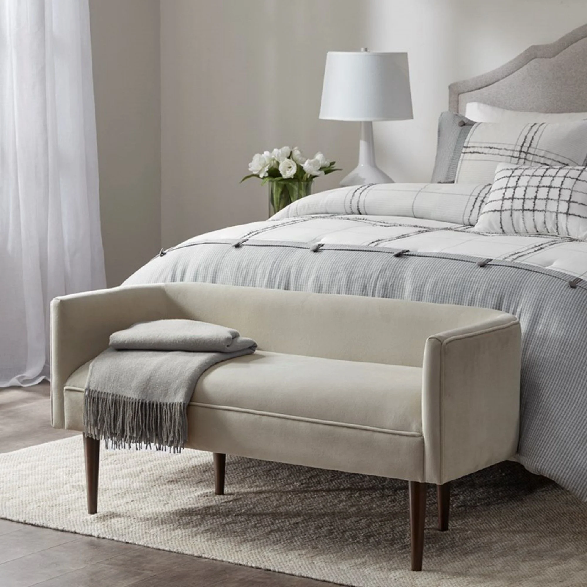 Farrah - Accent Bench With Low Back & Sides - Cream - Image 4