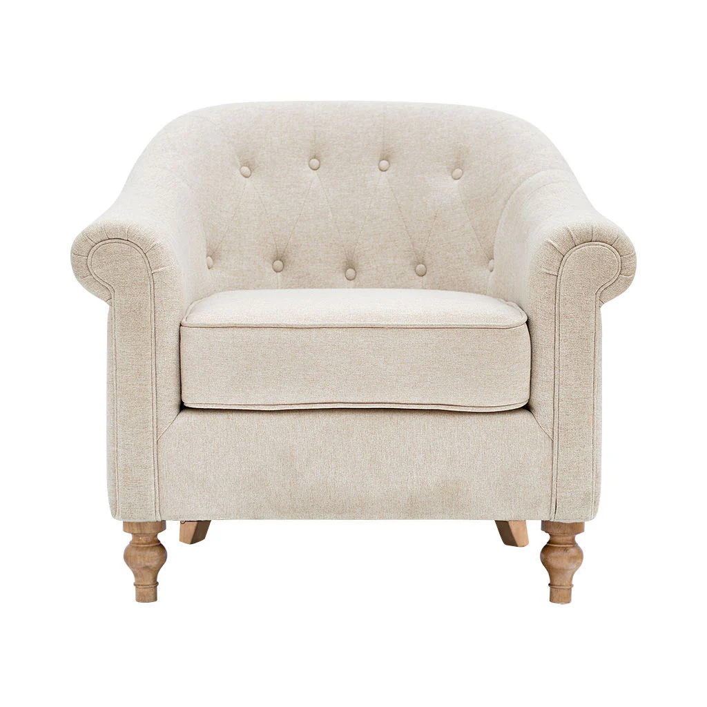 Fayette - Tufted Accent Arm Chair - Cream - Image 2