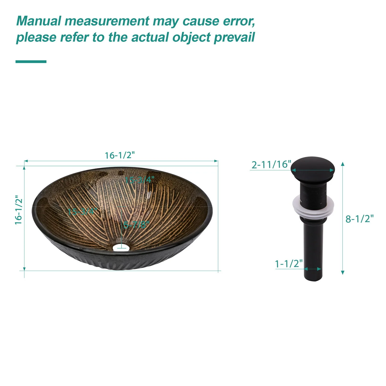 Feather Pattern Amber Vessel Sink With Pop Up Drain, Oval Bathroom Basin - Amber - Image 4