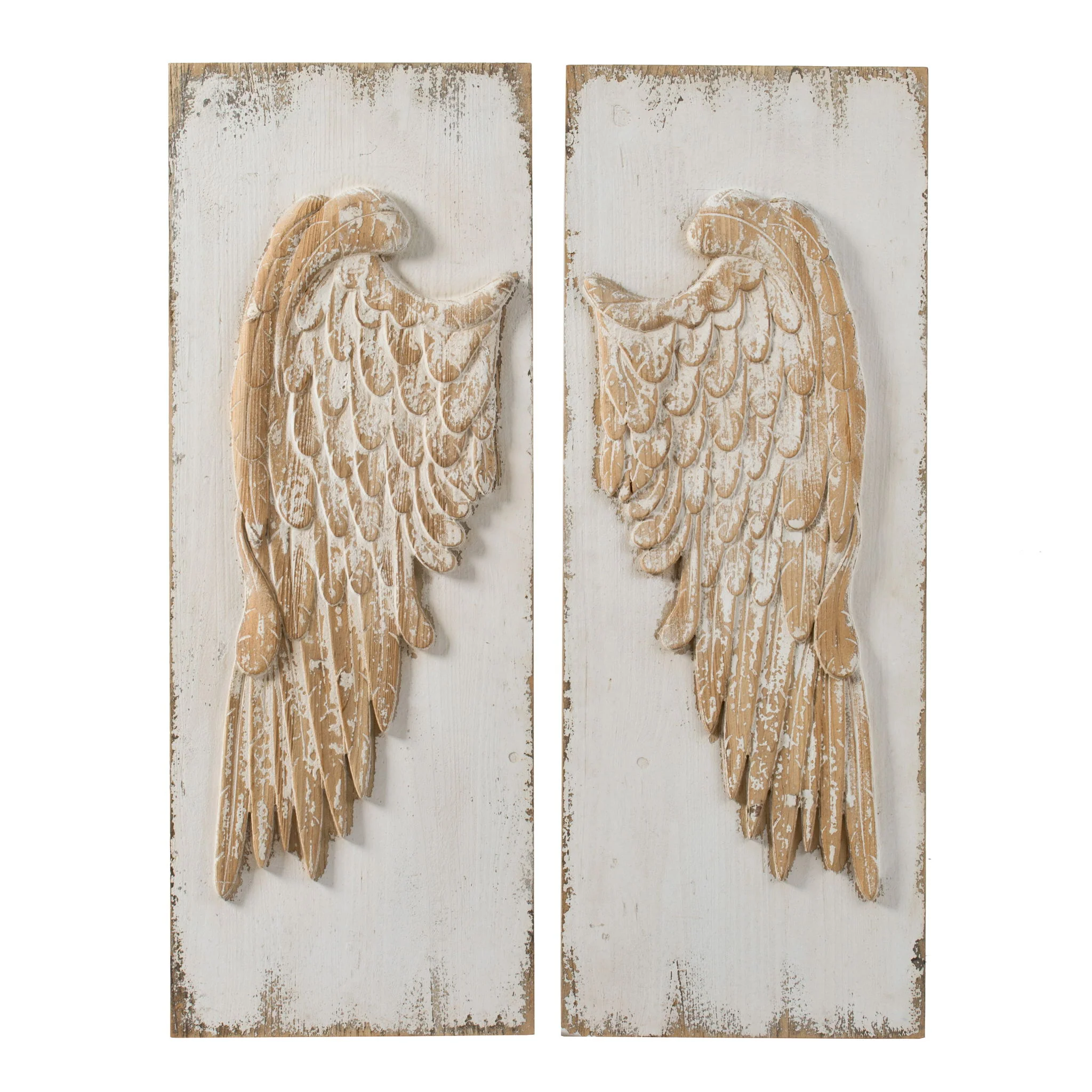 Feather Wing Wall Panels With Distressed, Rectangle Hanging Wall Art (Set of 2) - Multicolor - Image 4