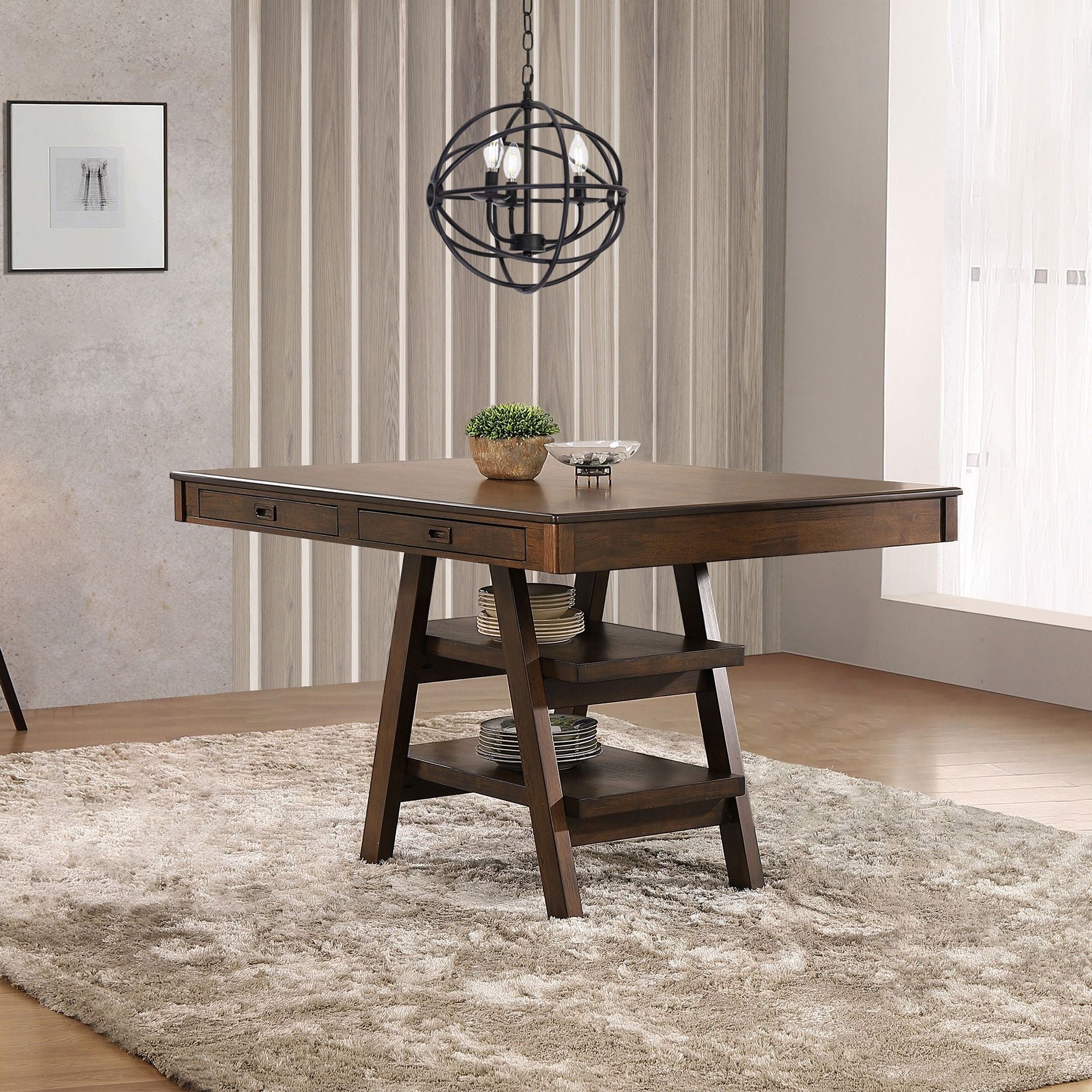 Ferrara - 2 Drawer Counter Height Table - Walnut - Image 4