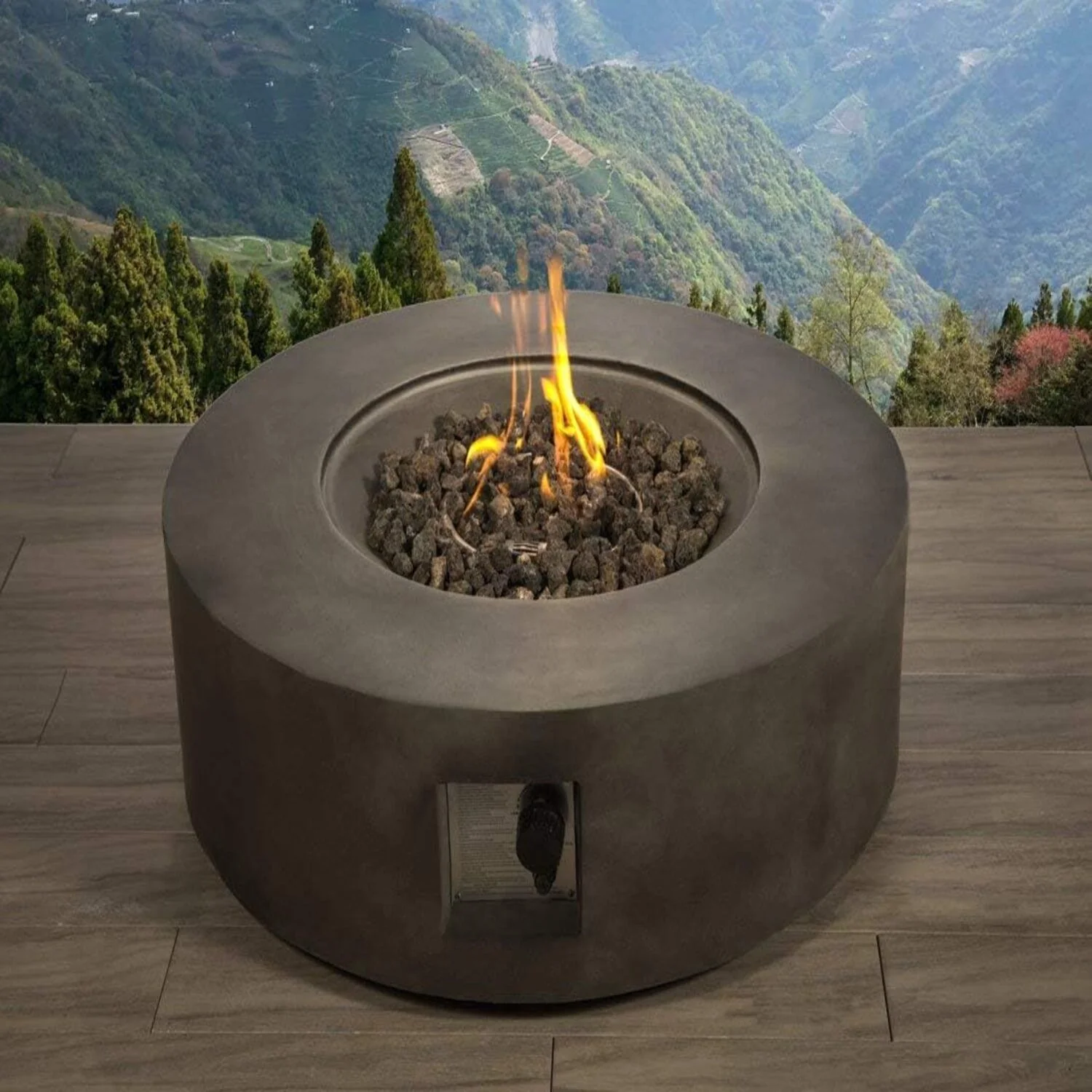 Fibre Reinforced Outdoor Fire Pit Table - Charcoal - Image 3