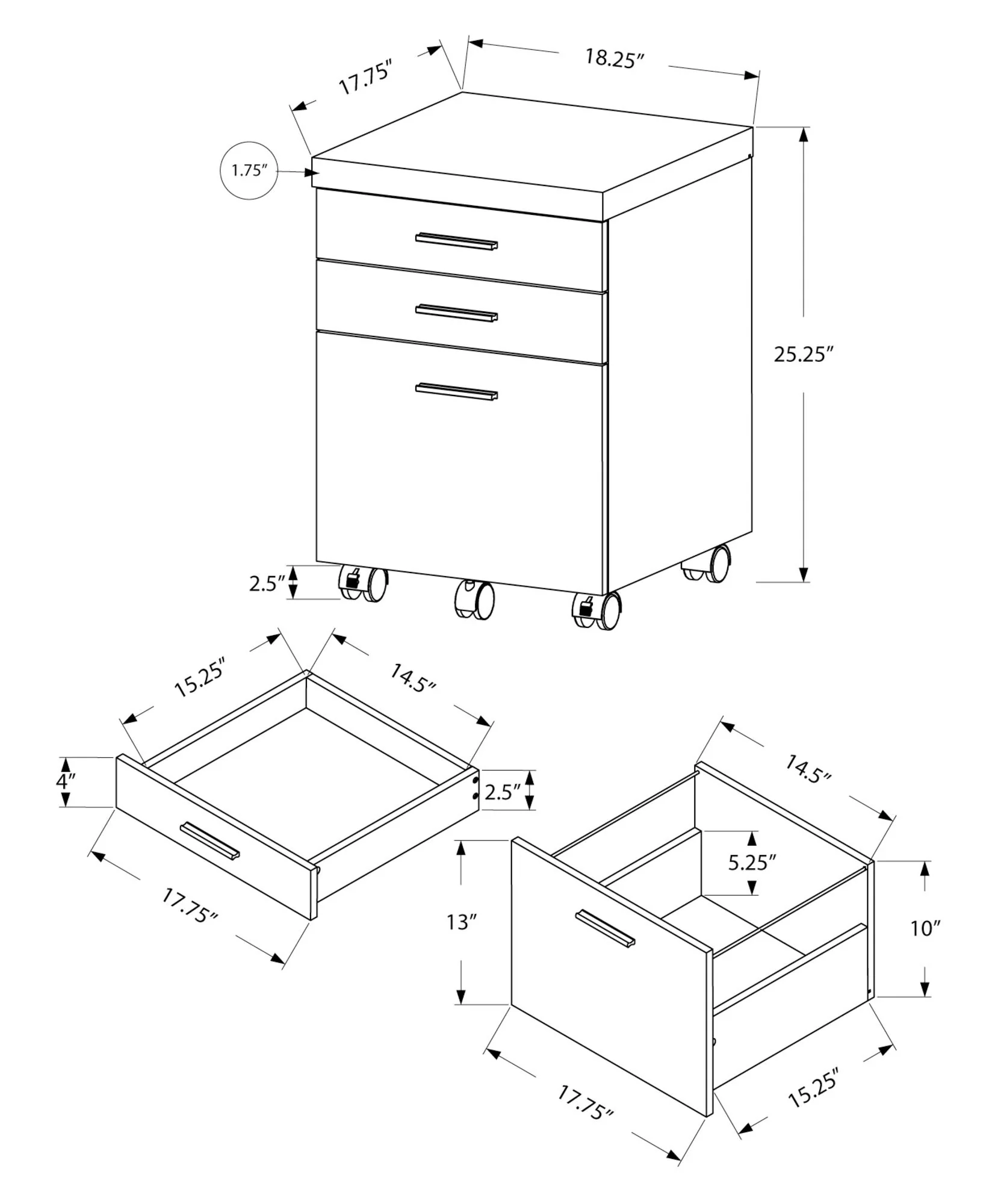 File Cabinet Rolling Mobile Storage Drawers Printer Stand For Office - Image 6